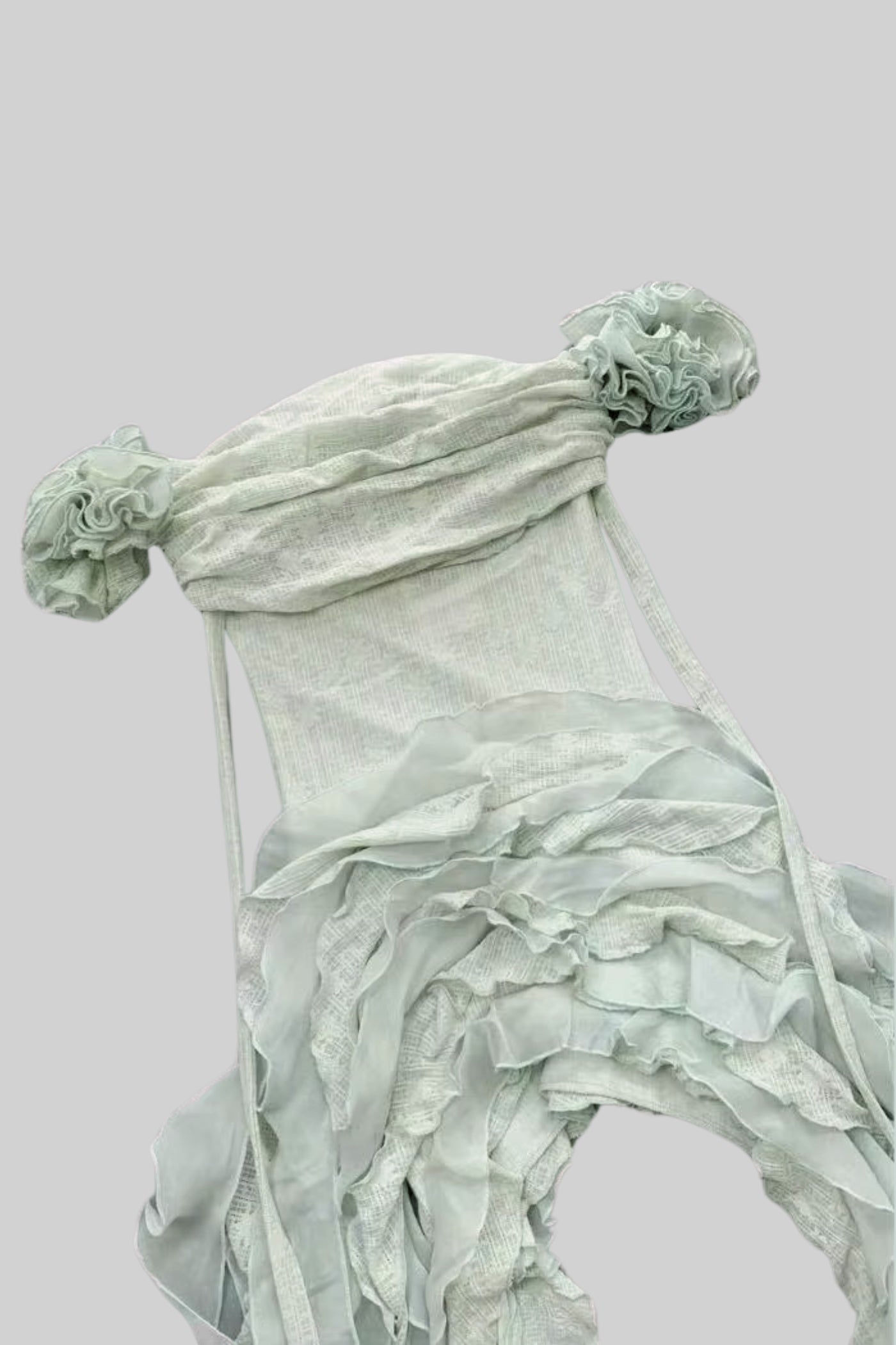 Robe corset d'inspiration vintage avec bustier plissé et détails latéraux volantés fluides - Vert