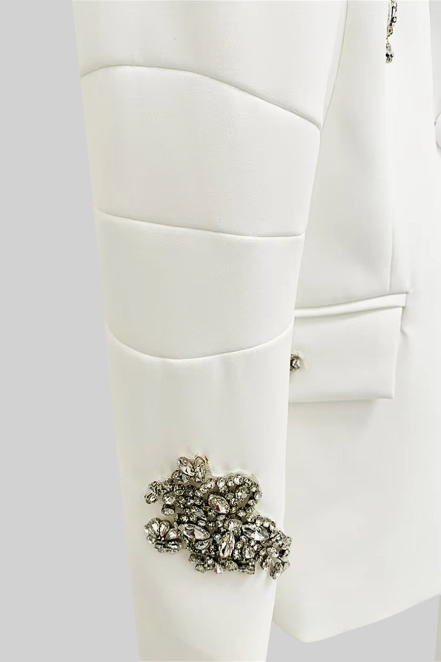 Ensemble pantalon raffiné orné de fleurs - Blanc
