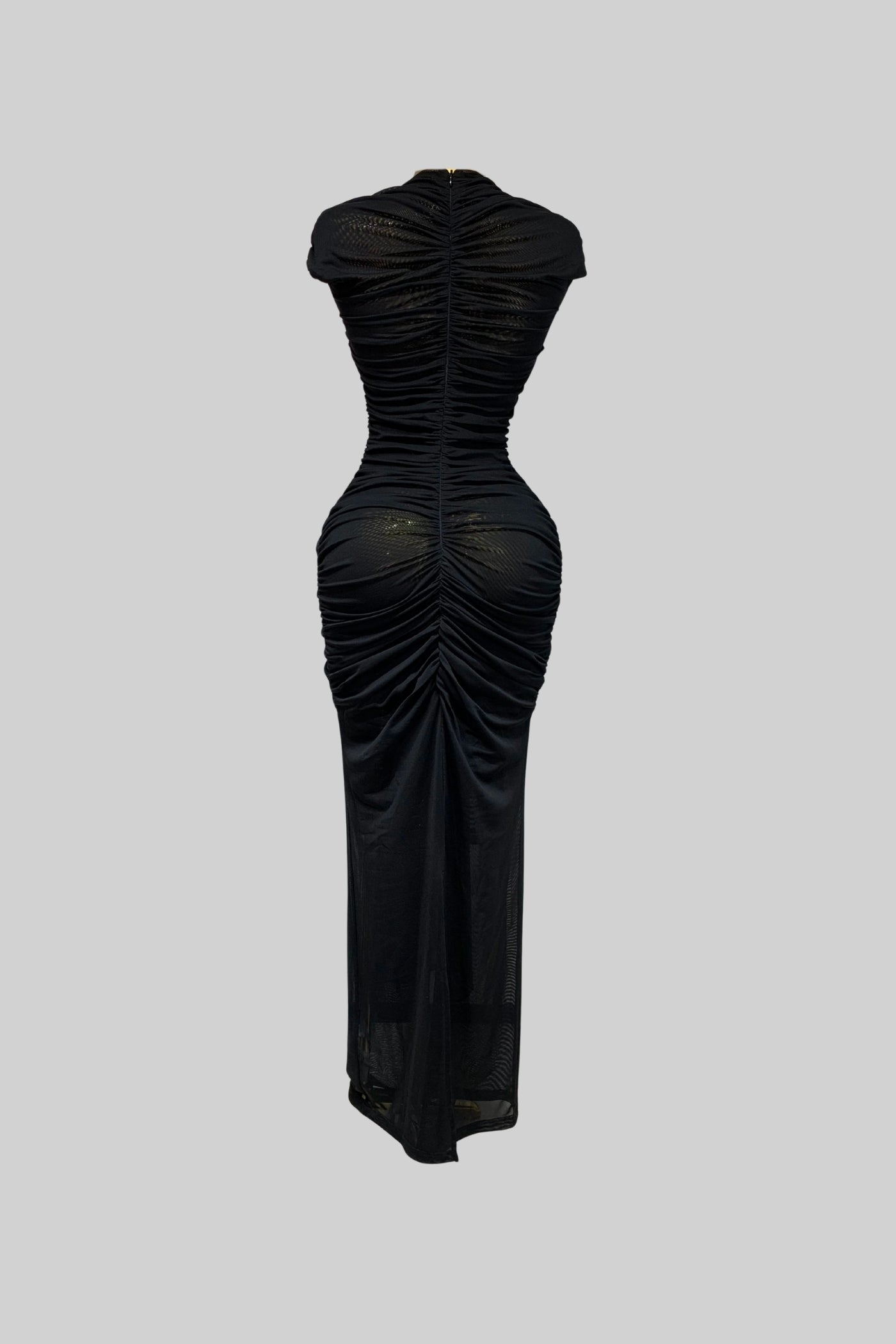 Robe Drapée À Découpes Avec Détails Froncés – Noir