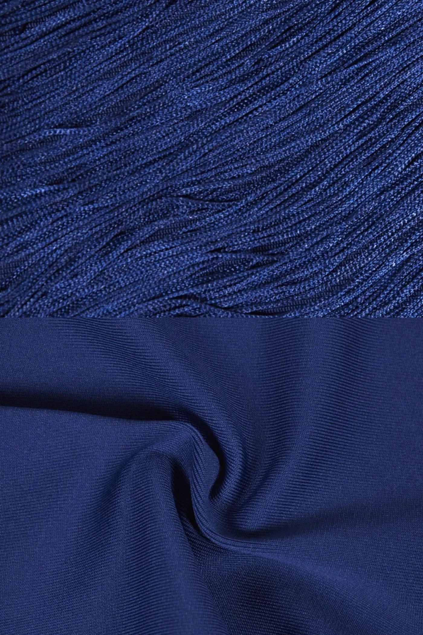 Robe Midi à Col Licou avec Texture Plissée Intégrale - Bleu