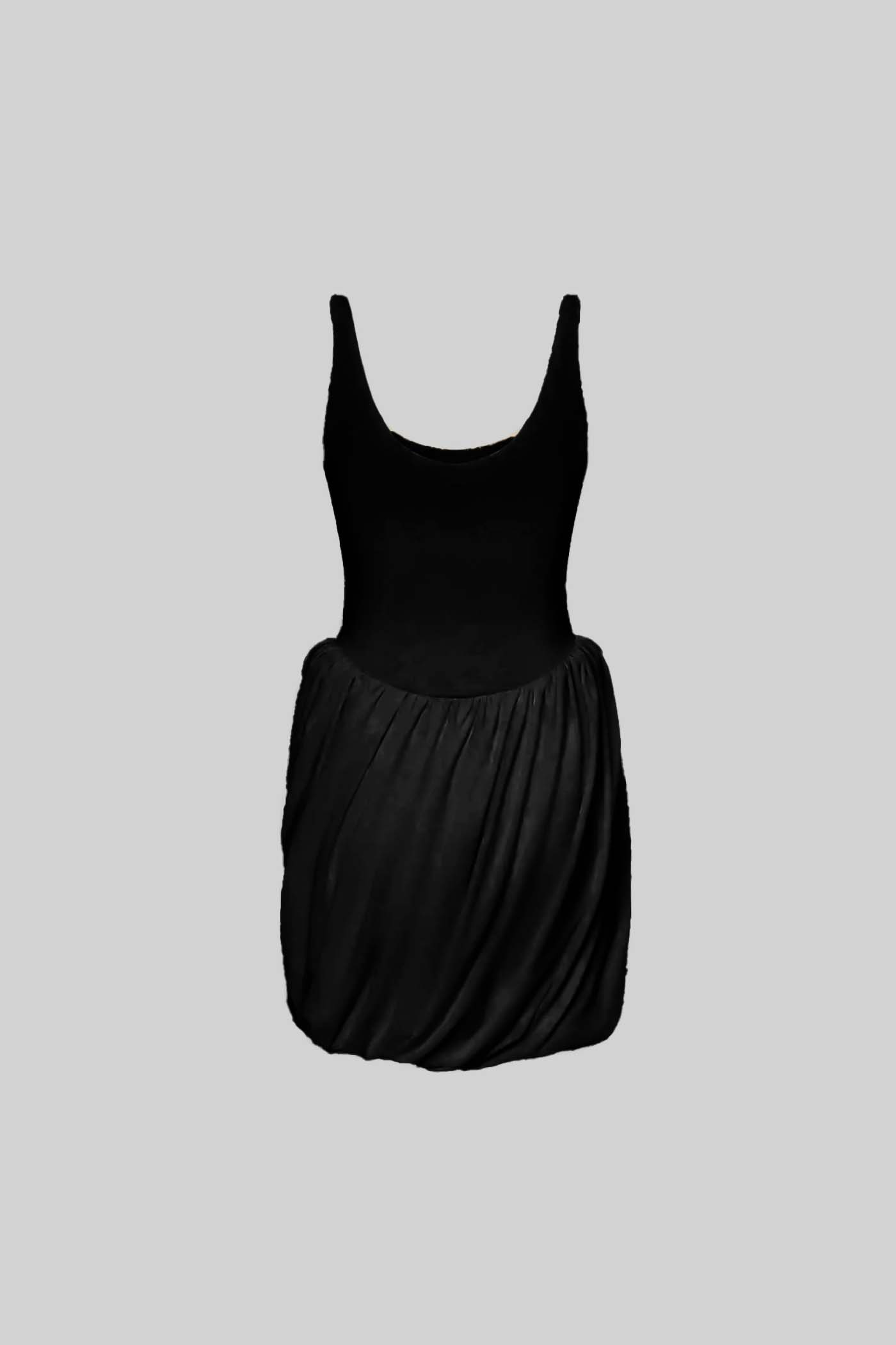 Robe Mini Drapée Avec Jupe Sculpturale Et Fente Latérale - Noir