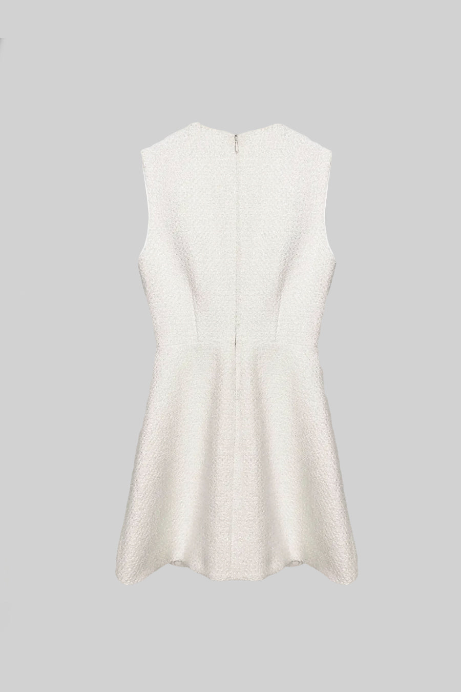 Robe sans manches texturée avec accents de boutons en perle - Blanc