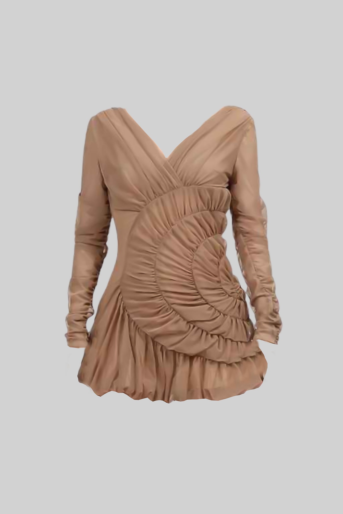 Robe courte drapée avec détails froncés en spirale - Nude