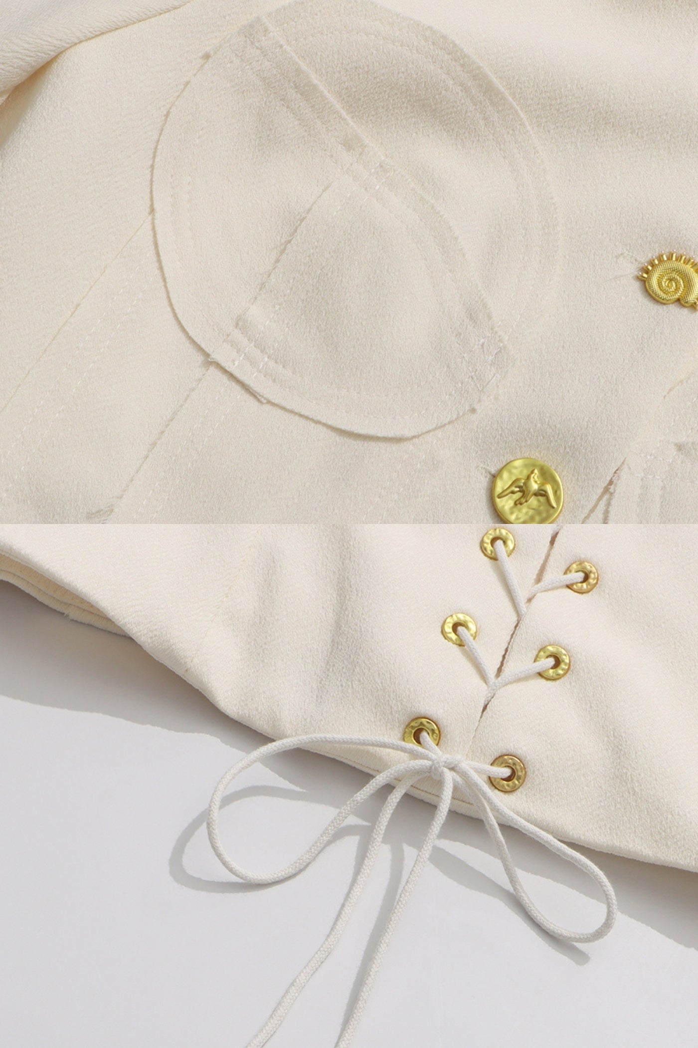 Co-ord Set with Statement Gold Buttons - White