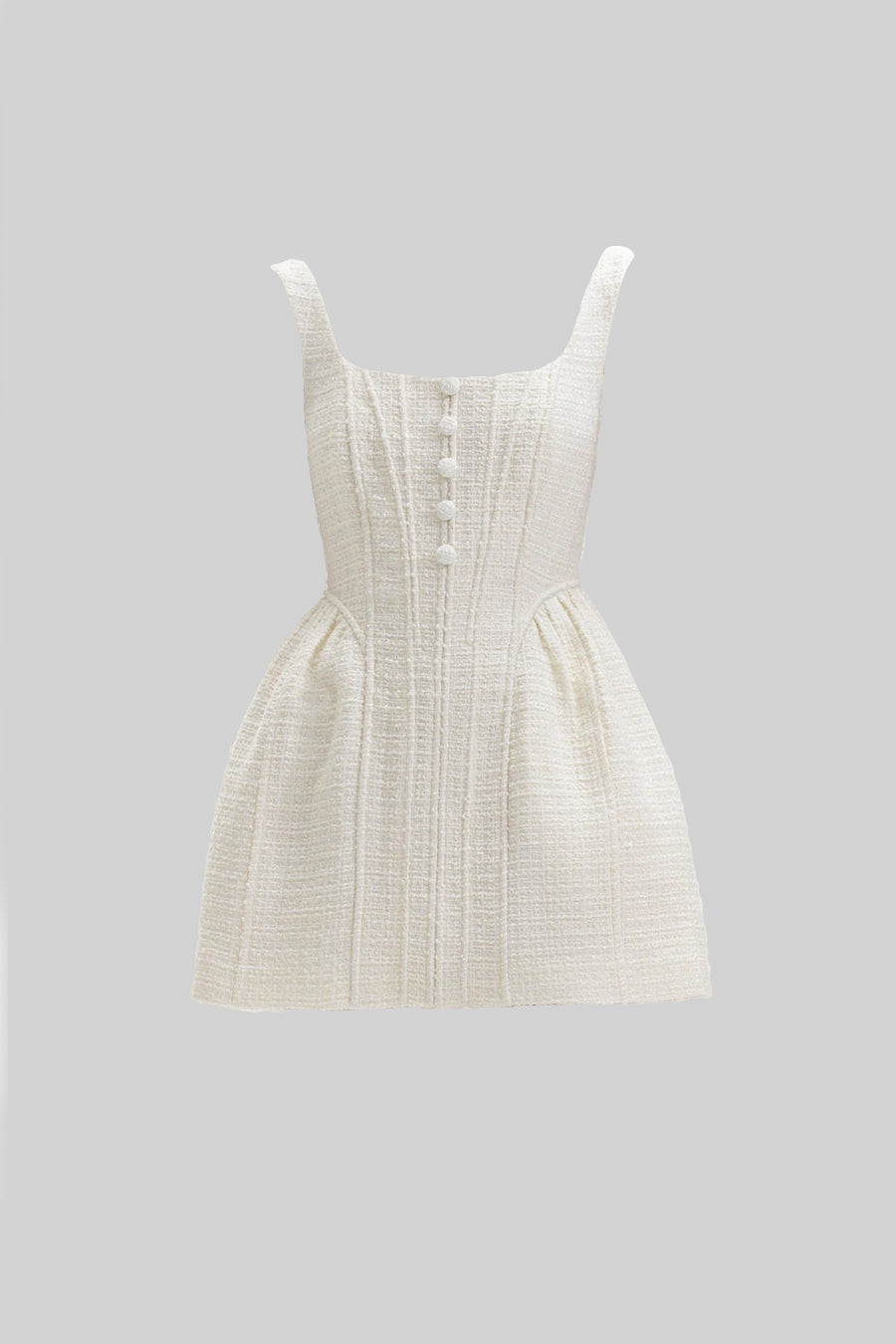 Textured Sleeveless Mini Dress With Fitted Bodice - Ivoire