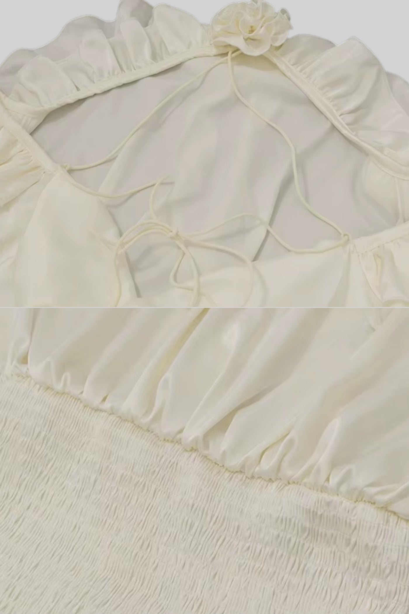 Robe Élégante Avec Couches Volantées Et Manches Évasées - Ivoire