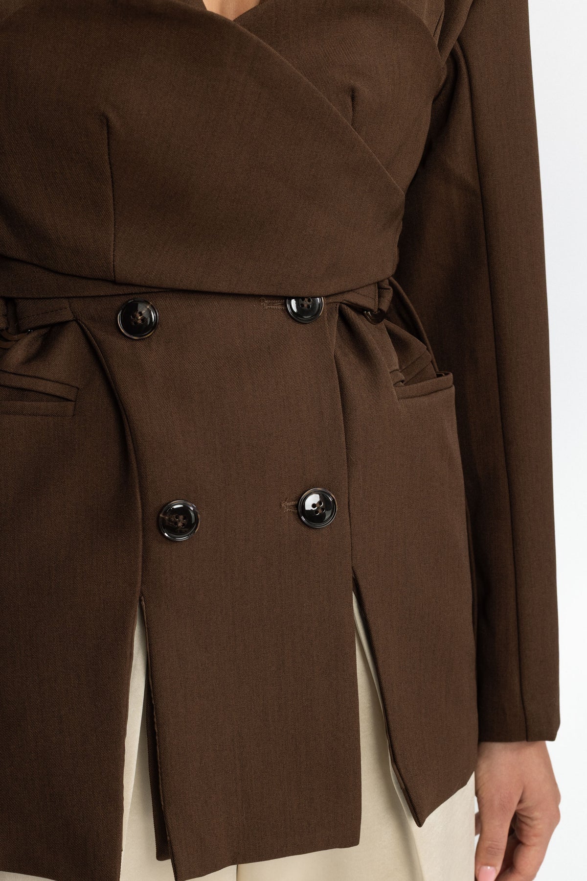 Blazer croisé portefeuille bustier - marron
