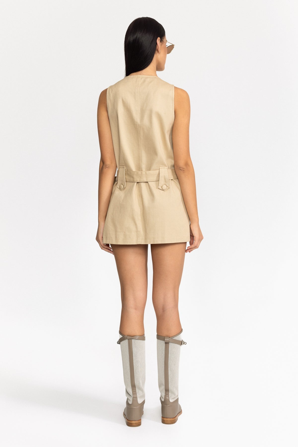 Mini-robe utilitaire en coton à charm perle - kaki