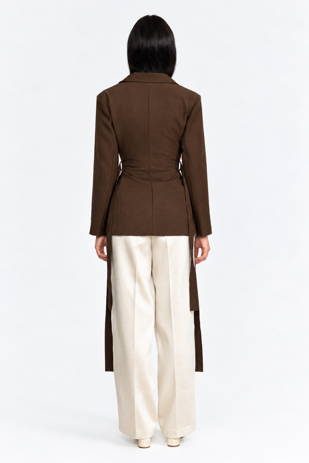 Blazer croisé portefeuille bustier - marron