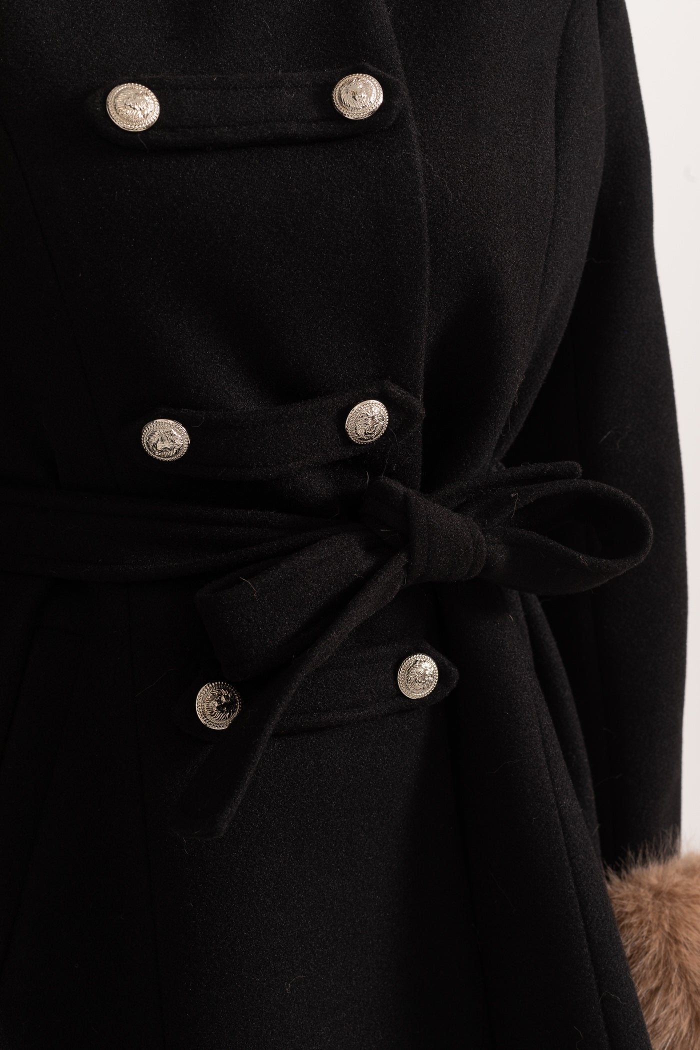 Manteau croisé avec cape amovible - Noir