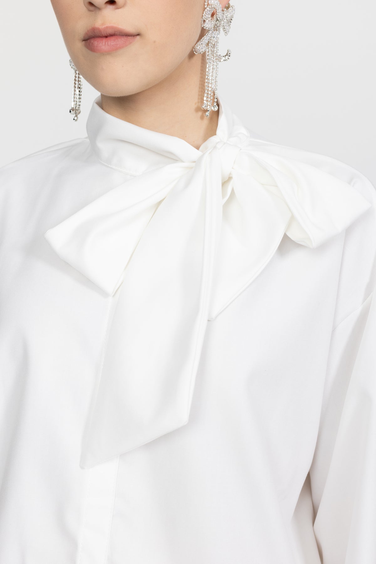 Blouse oversized à col lavallière - Blanc