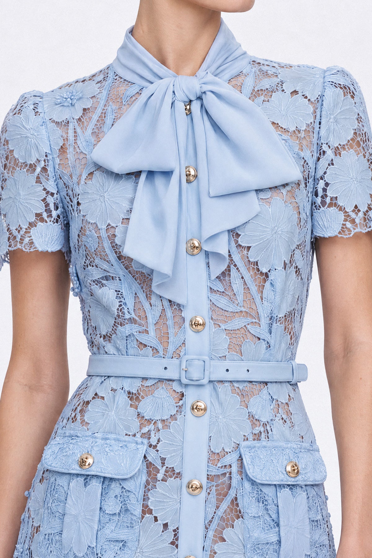 Robe chemise en dentelle guipure - Powder Blue