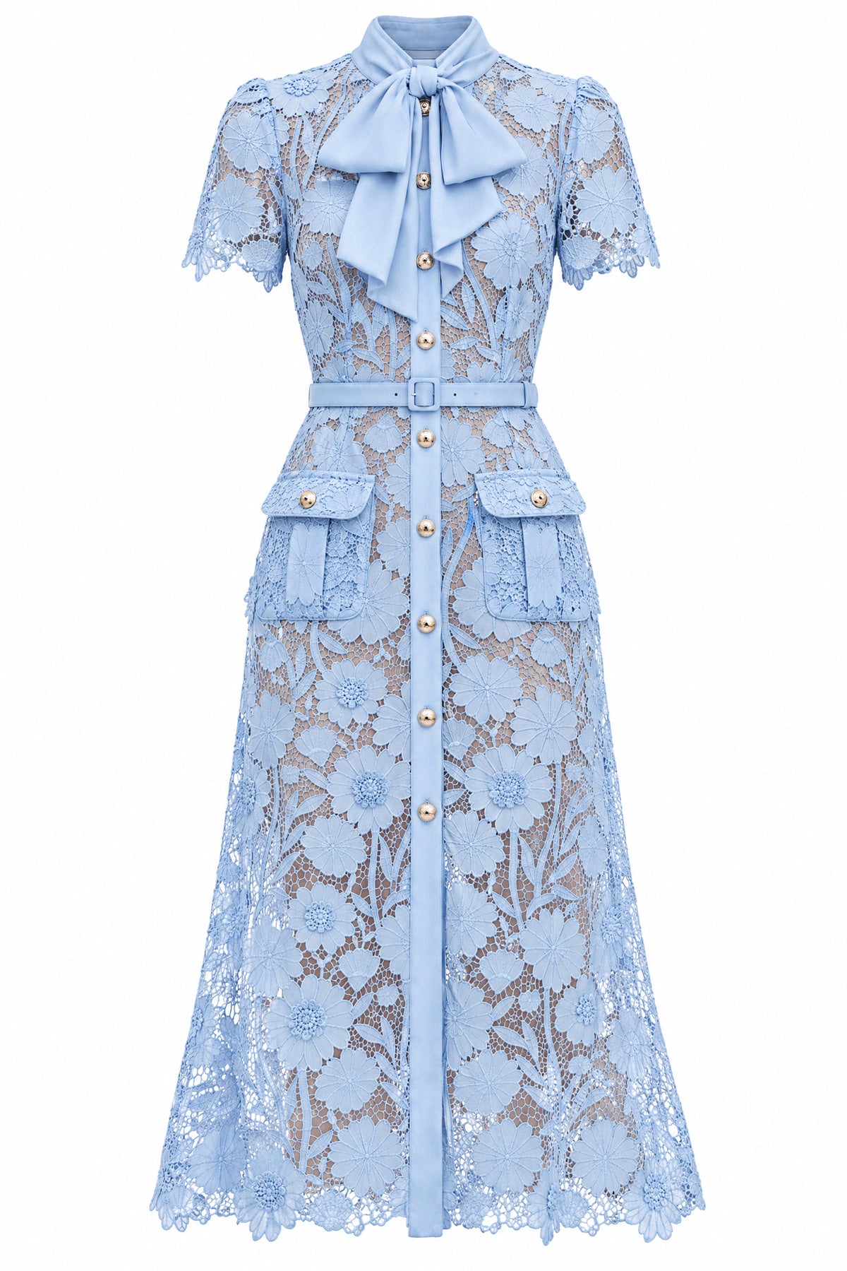 Robe chemise en dentelle guipure - Powder Blue
