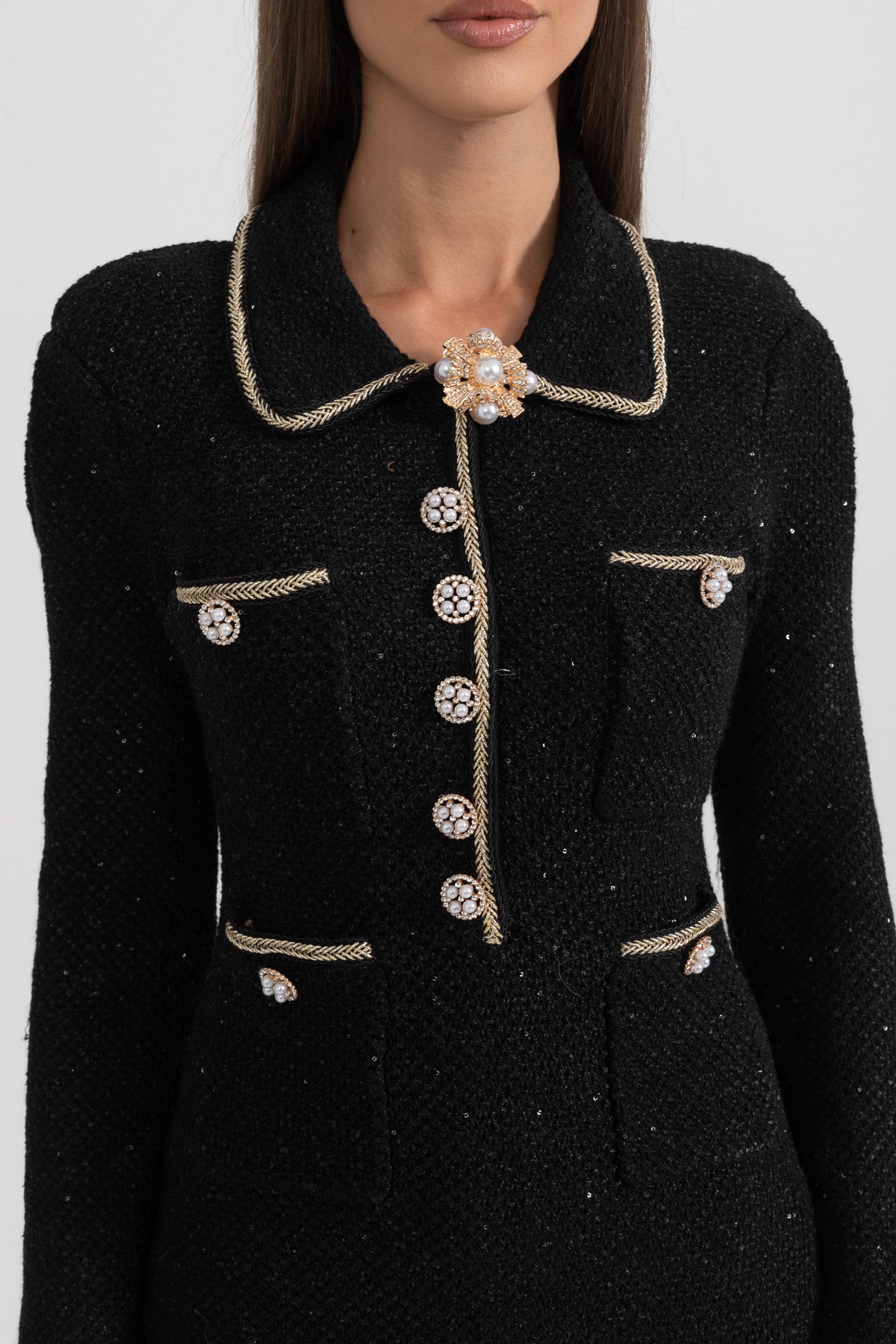 Robe texturée en maille - Noir