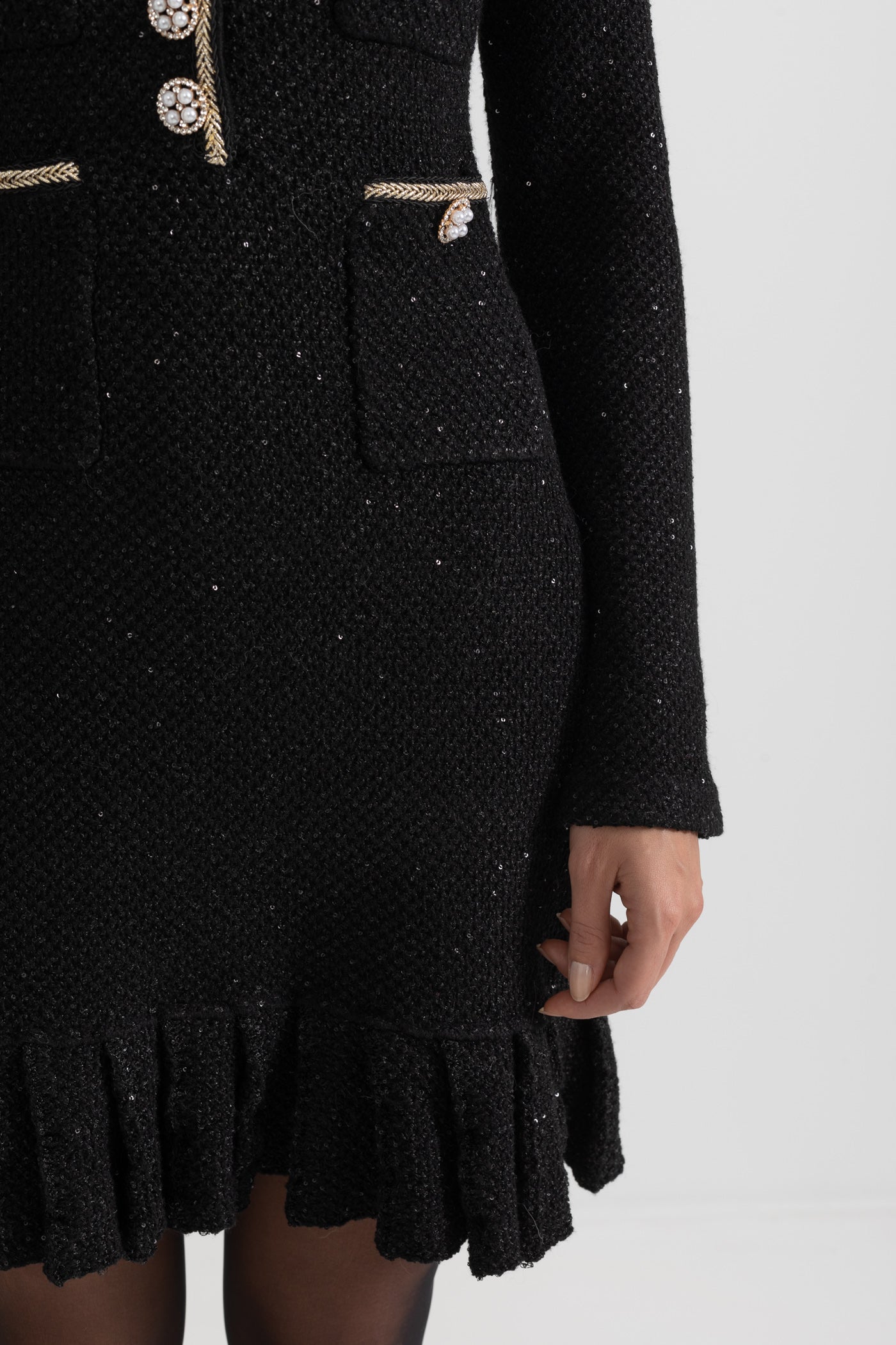 Robe texturée en maille - Noir