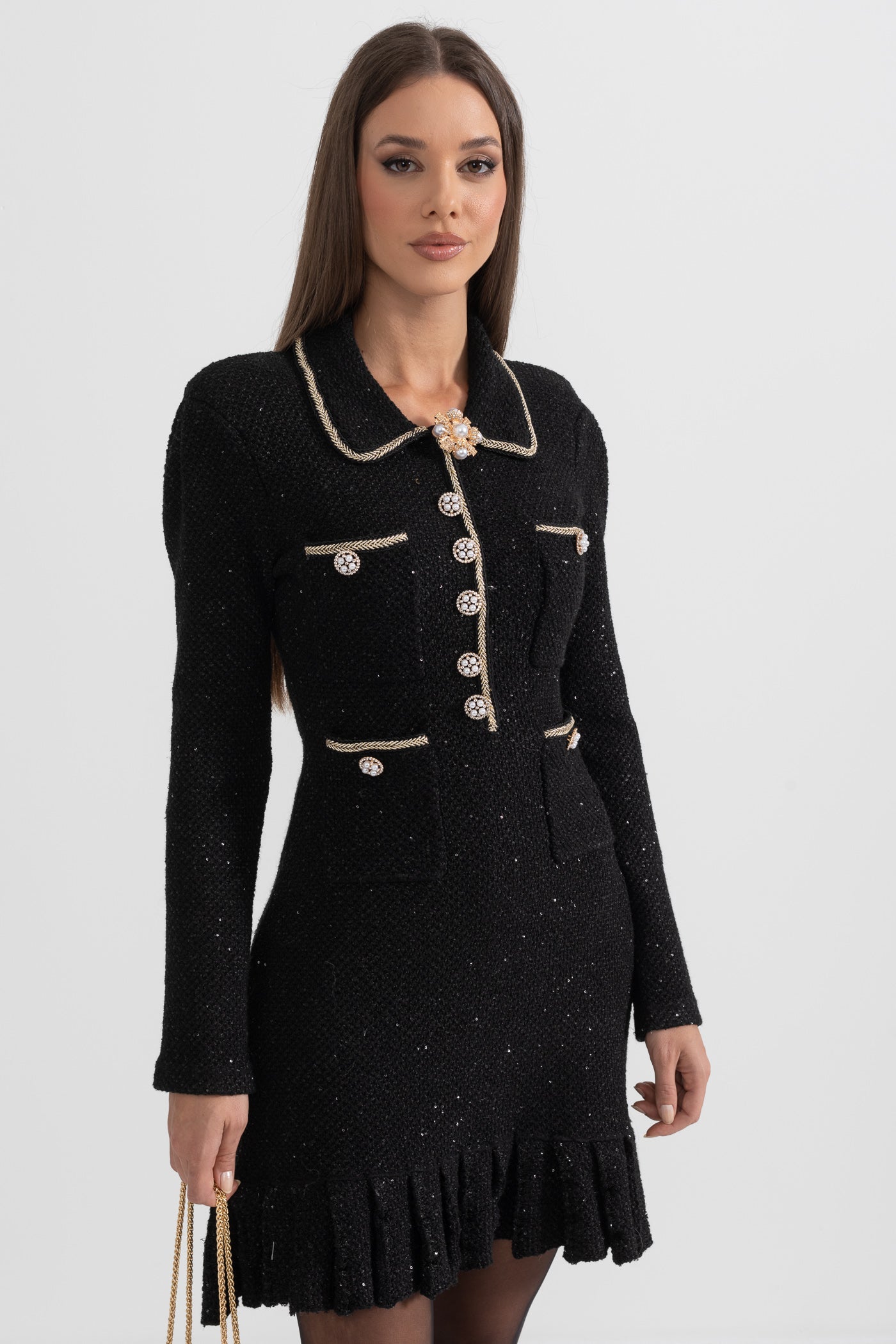 Robe texturée en maille - Noir