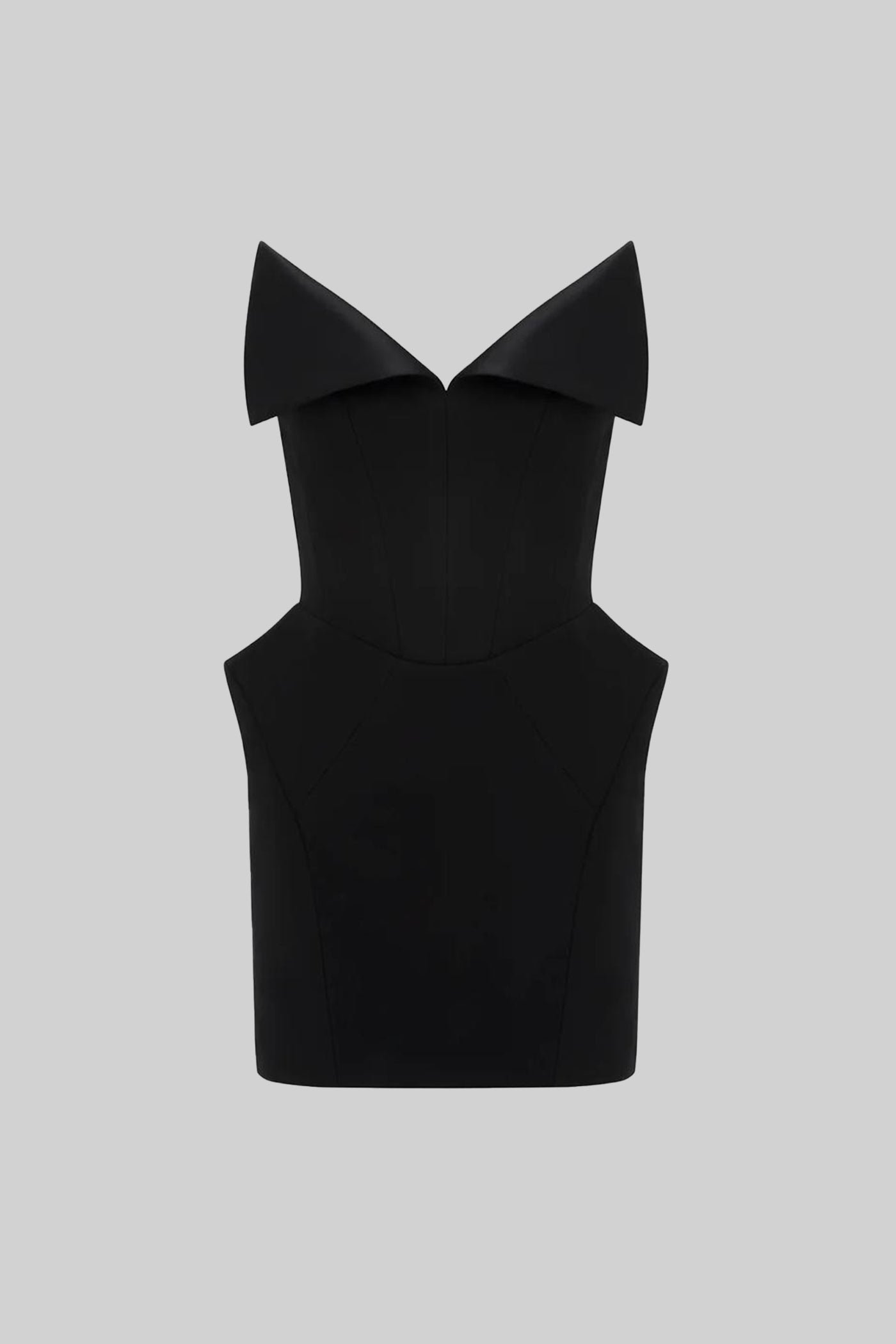 Robe courte structurée à corset avec encolure style col replié – Noir