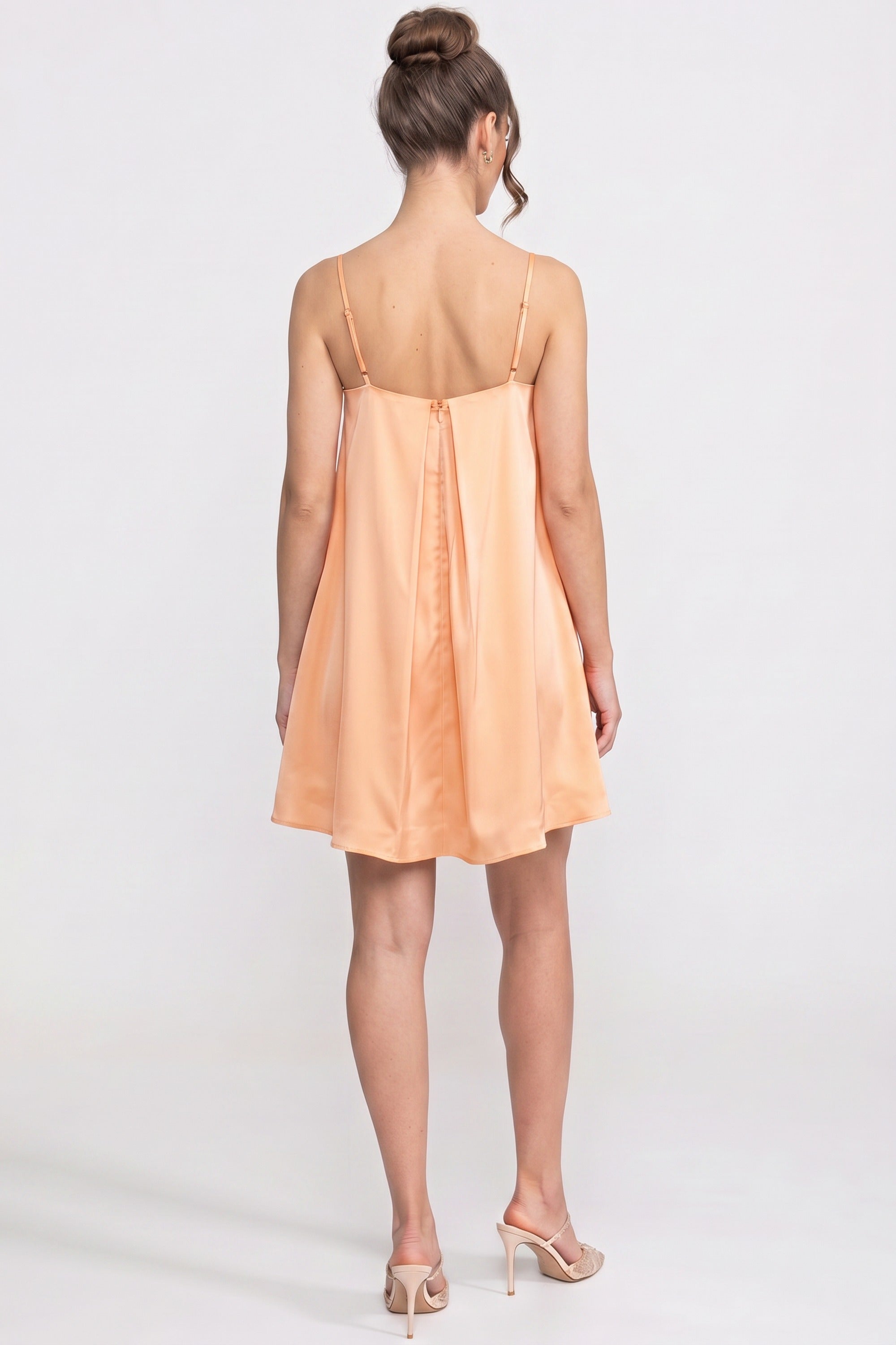 Spaghetti-Strap Mini Dress With 3D Floral Appliqué And A-Line Skirt - Yellow