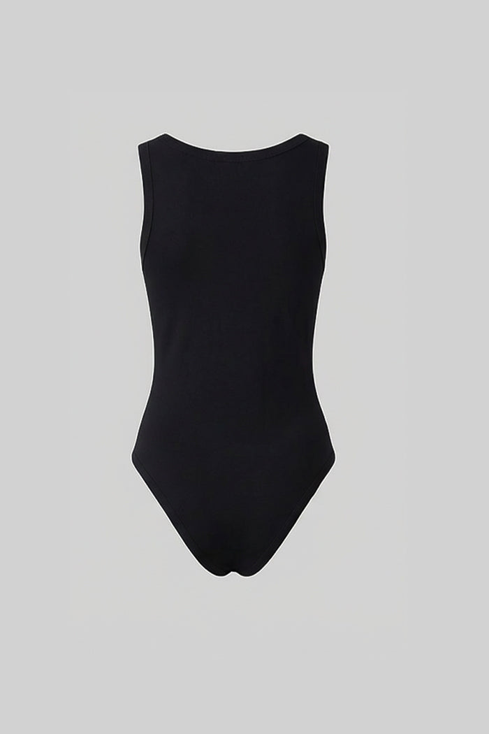 Body à encolure dégagée orné de charms dorés – Noir
