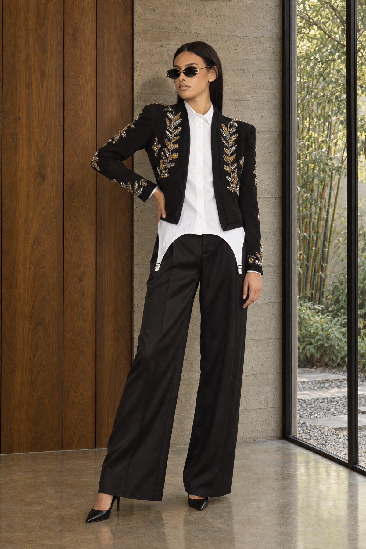 Blazer court Laurel orné - Noir