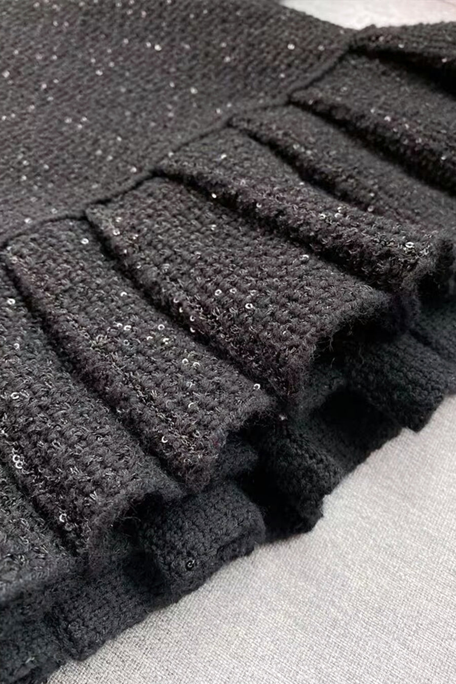 Robe texturée en maille - Noir