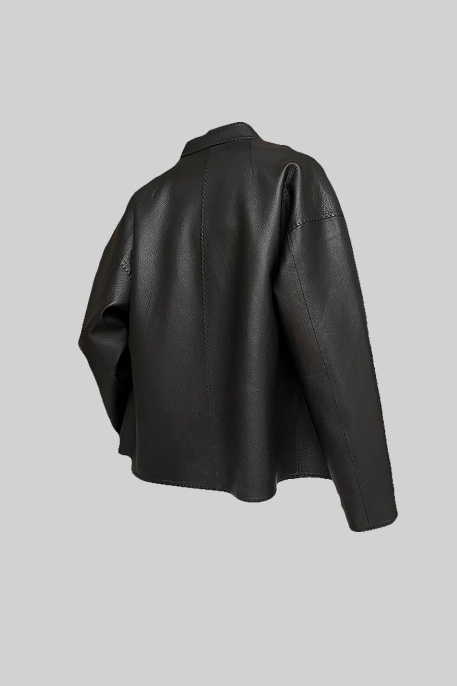 Veste en cuir vegan avec ceinture de taille ajustable - Noir