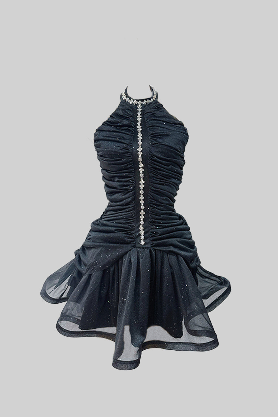 Robe sans manches à col halter avec accents de perles - Noir