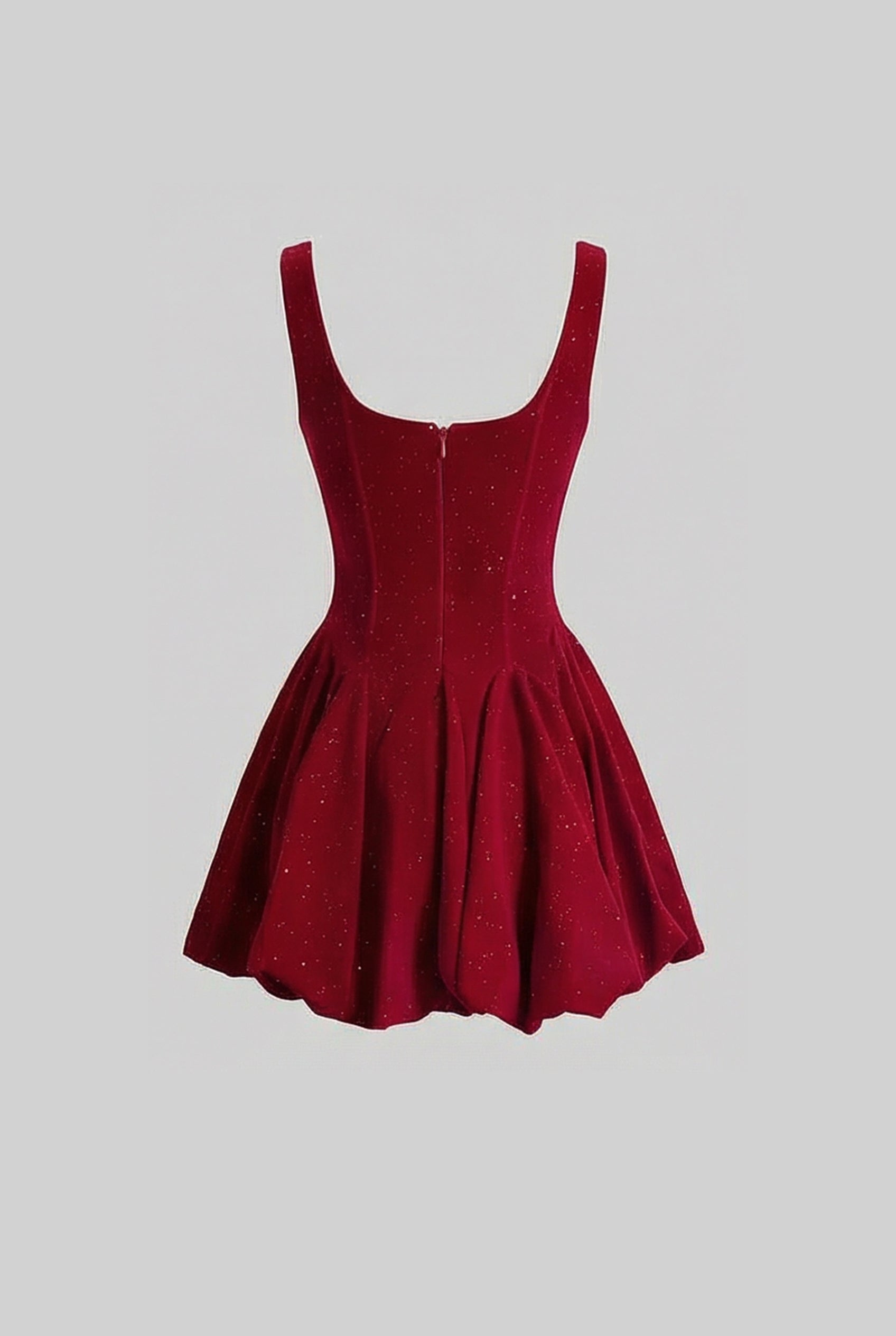 Velvet Corset Mini Dress with Crystal-Embellished Neckline – Burgundy