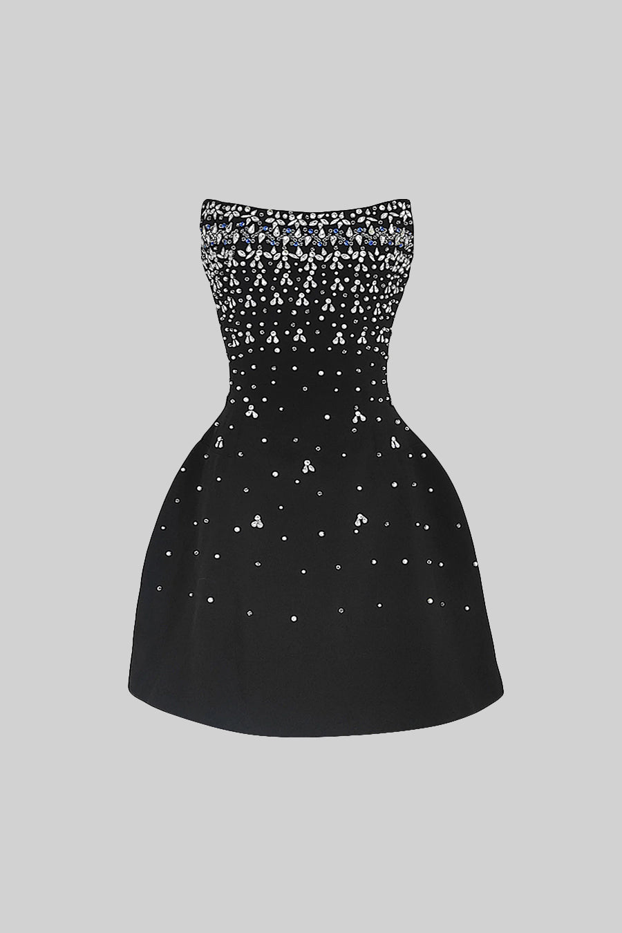 Robe mini sans manches avec ornements en cristal - Noir