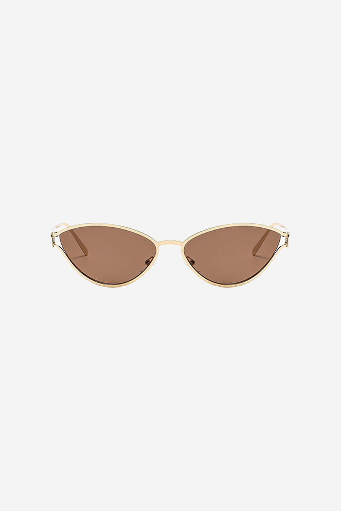 Cat-Eye Sunglasses With Gold Metal Frame – Brown