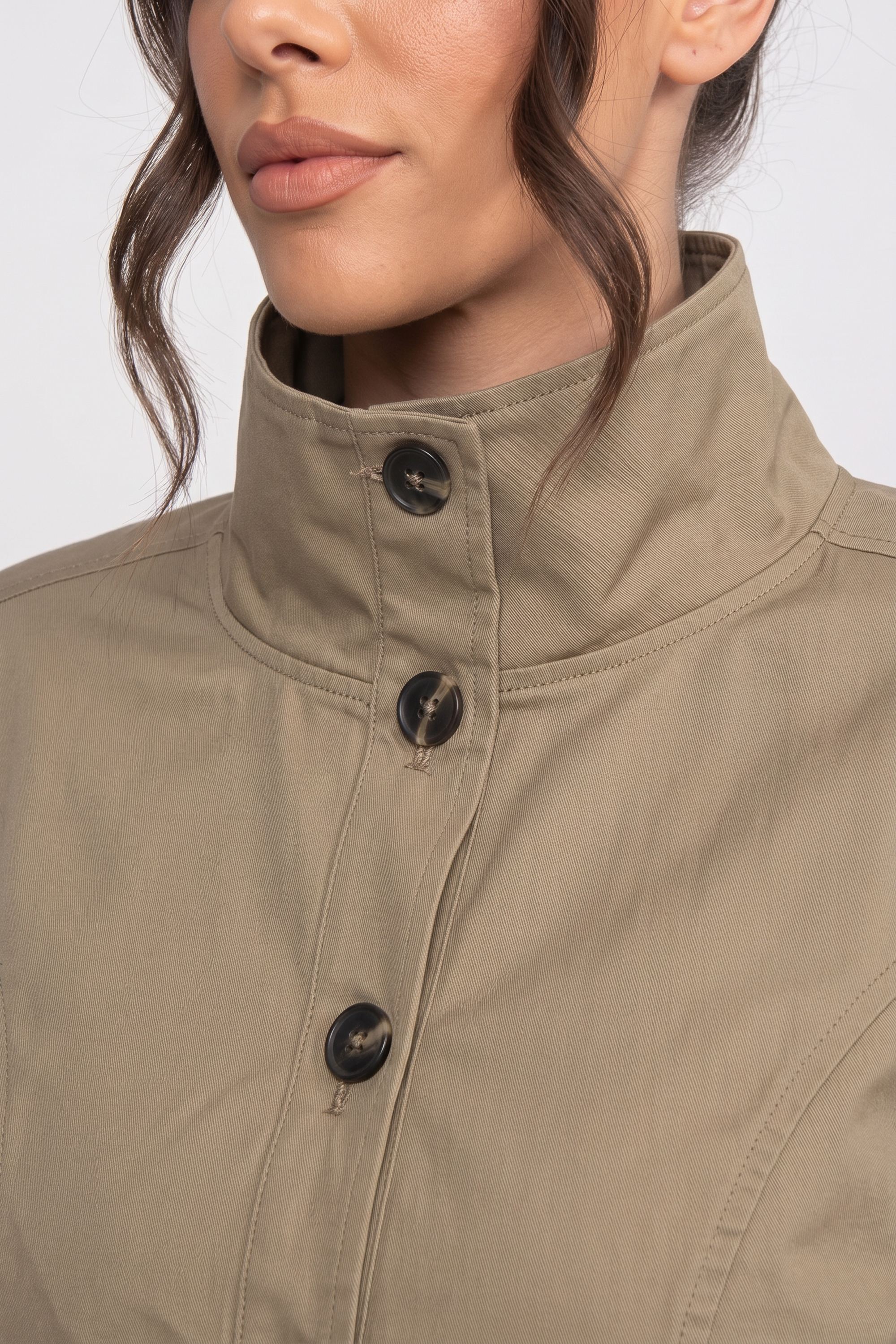 Ensemble coordonné veste courte croisée et mini-jupe - Khaki