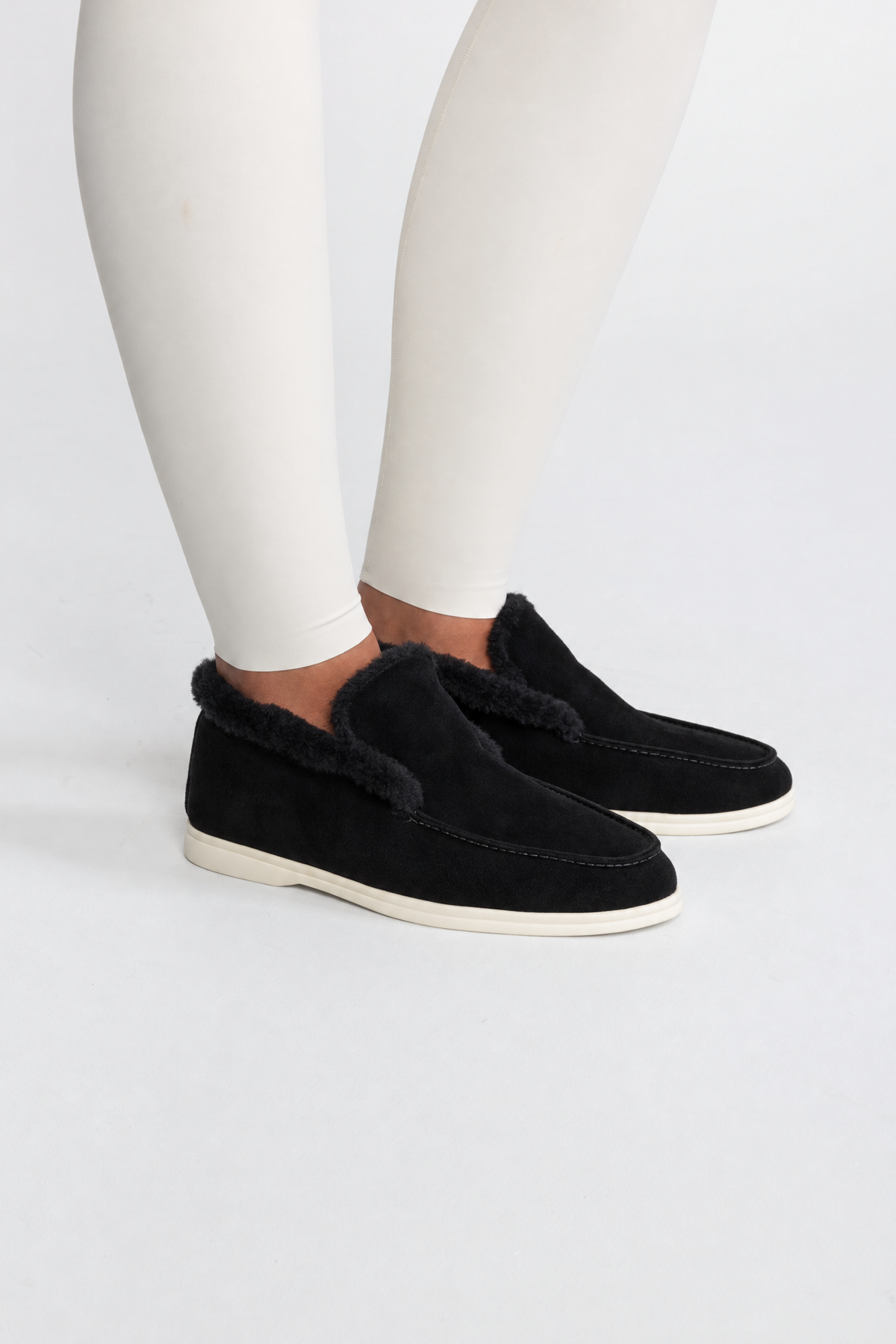 Mocassins doublés effet daim - Noir