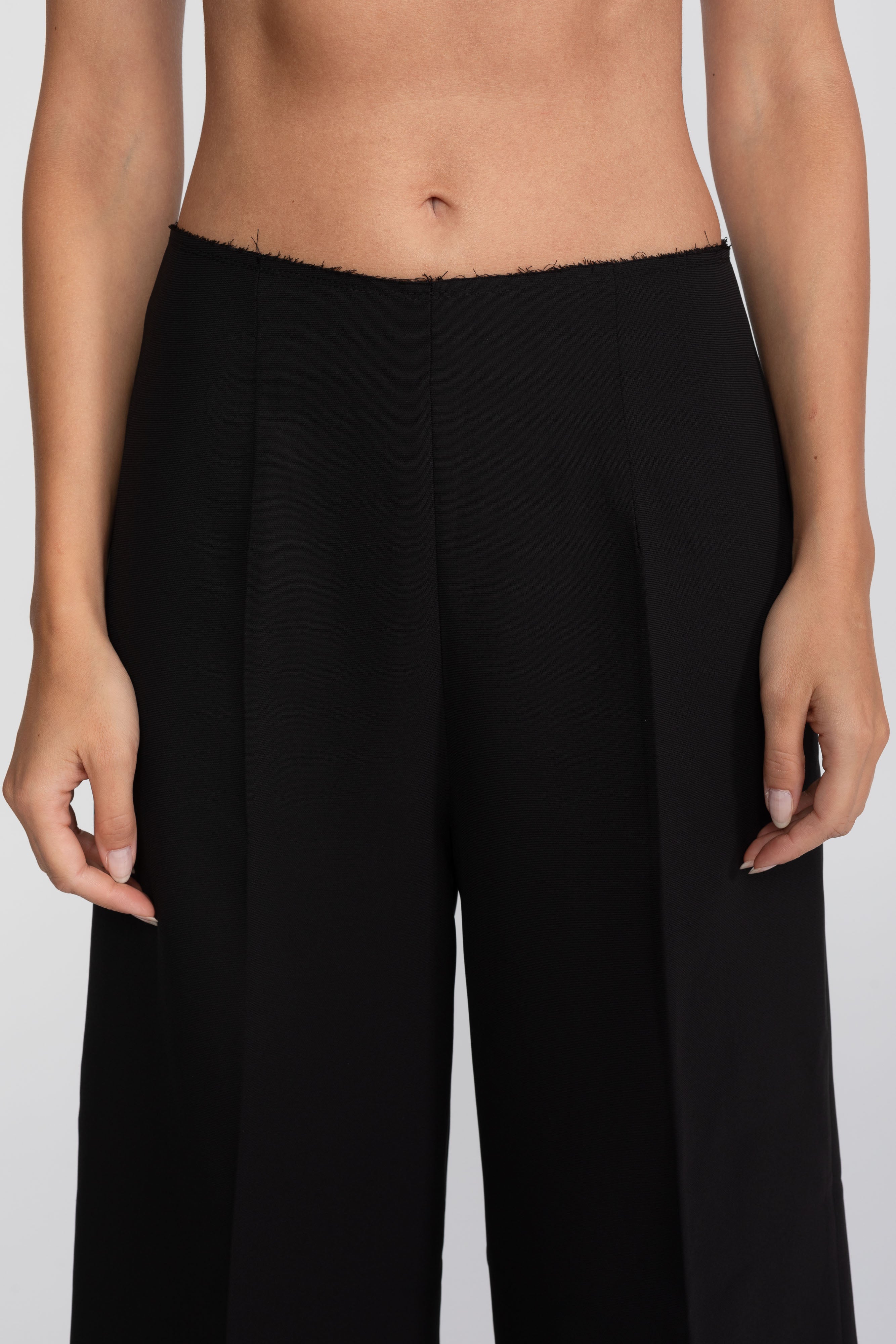 Top portefeuille froncé avec cape contrastante et ensemble pantalon - Noir
