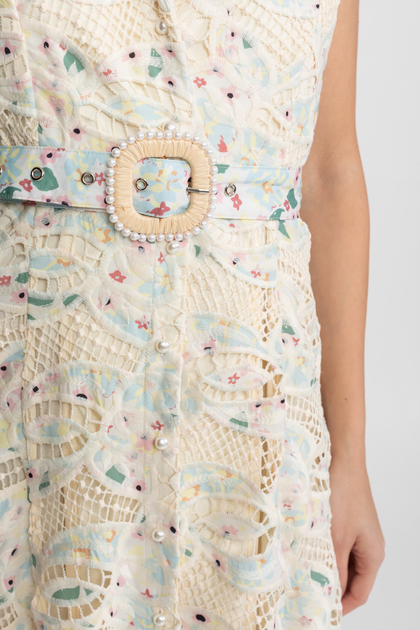 Halter Lace Midi Dress with Belted Waist – Ivoire