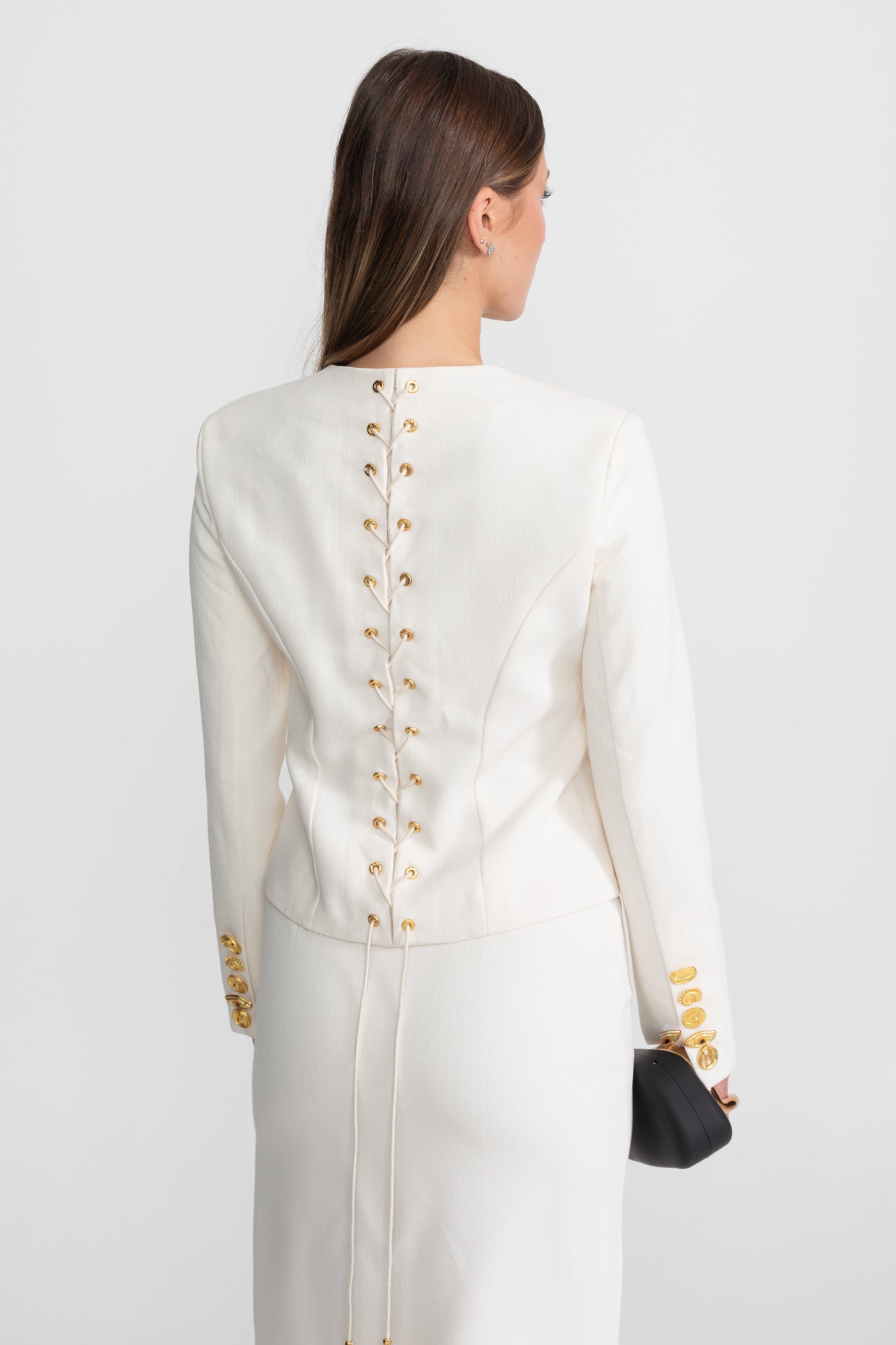 Co-ord Set with Statement Gold Buttons - White