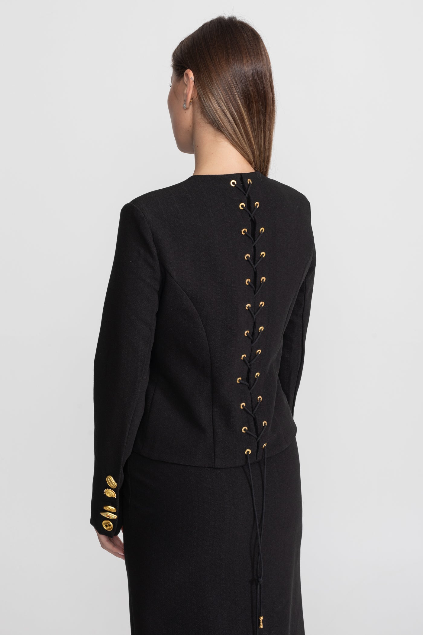 Ensemble coordonné avec boutons dorés remarquables - Noir