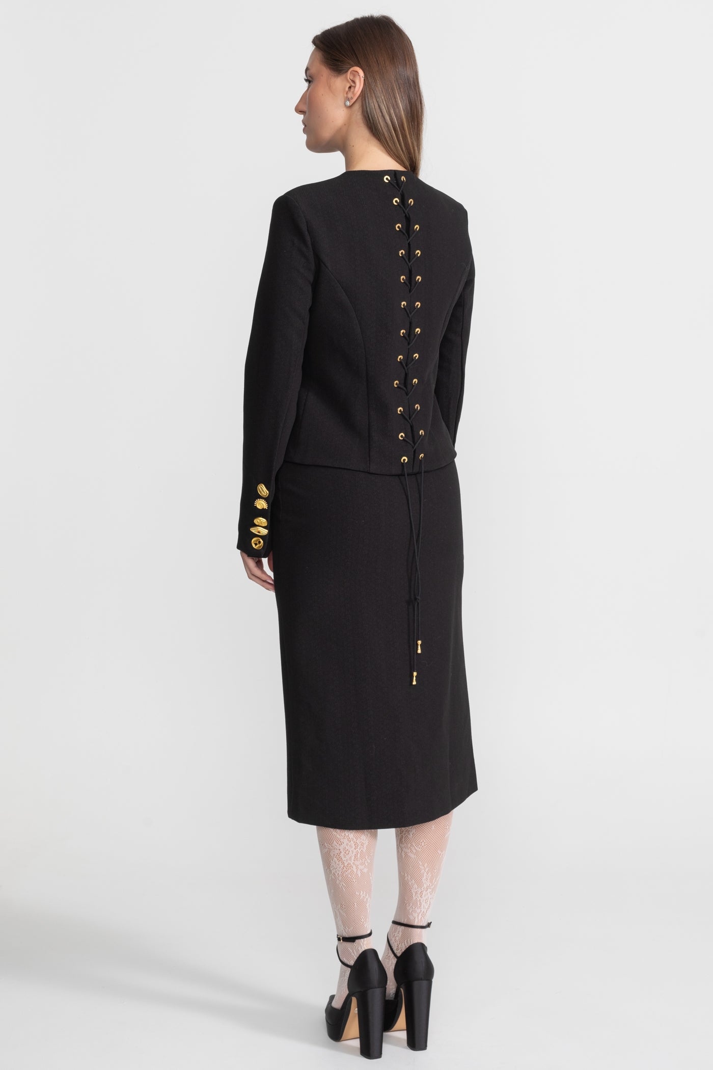 Ensemble coordonné avec boutons dorés remarquables - Noir