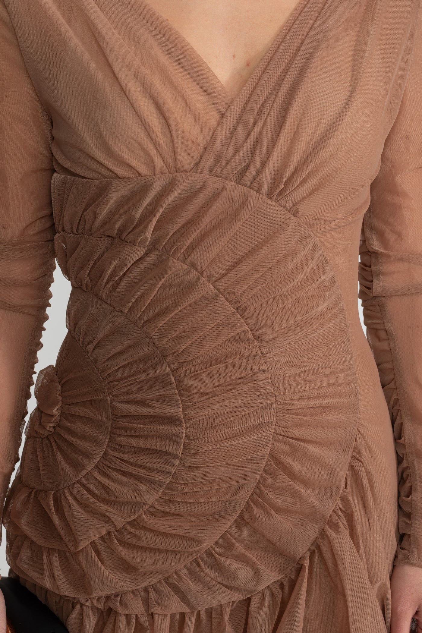 Robe Mini Drapée avec Détails Froncés en Spirale - Nude