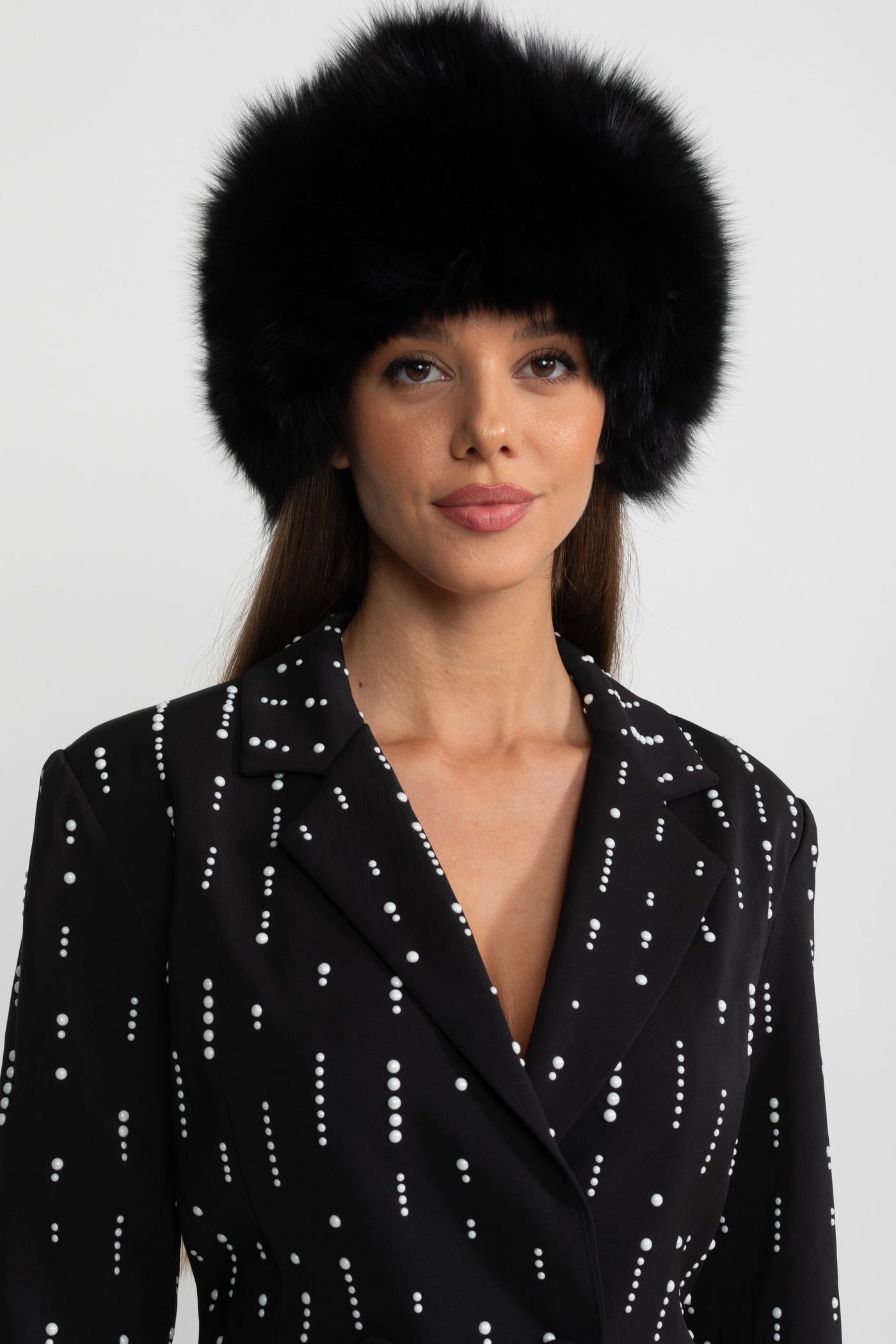 Blazer sur mesure avec ornements de perles blanches - Noir