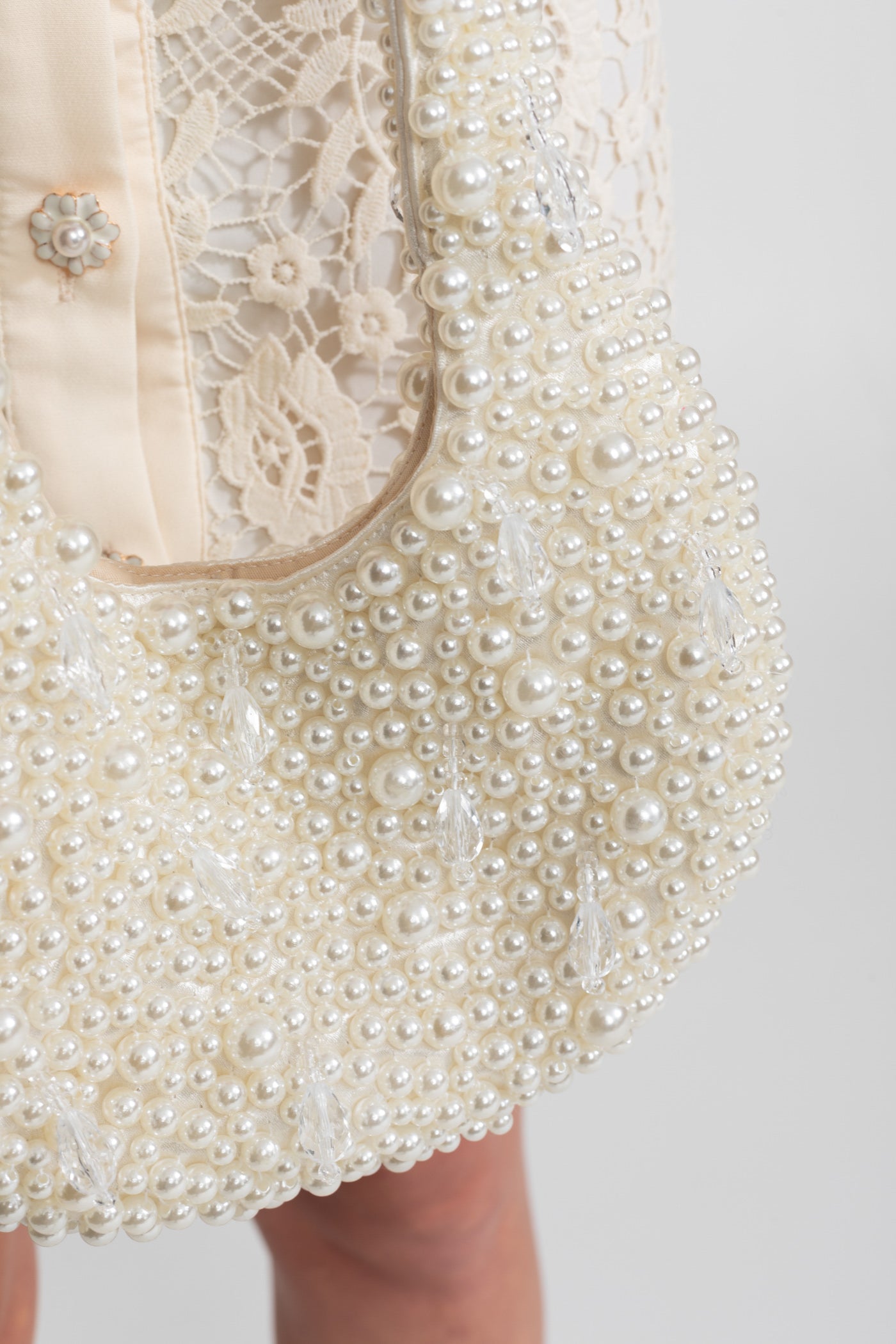 Sac à épaule perlé de perles – Ivoire