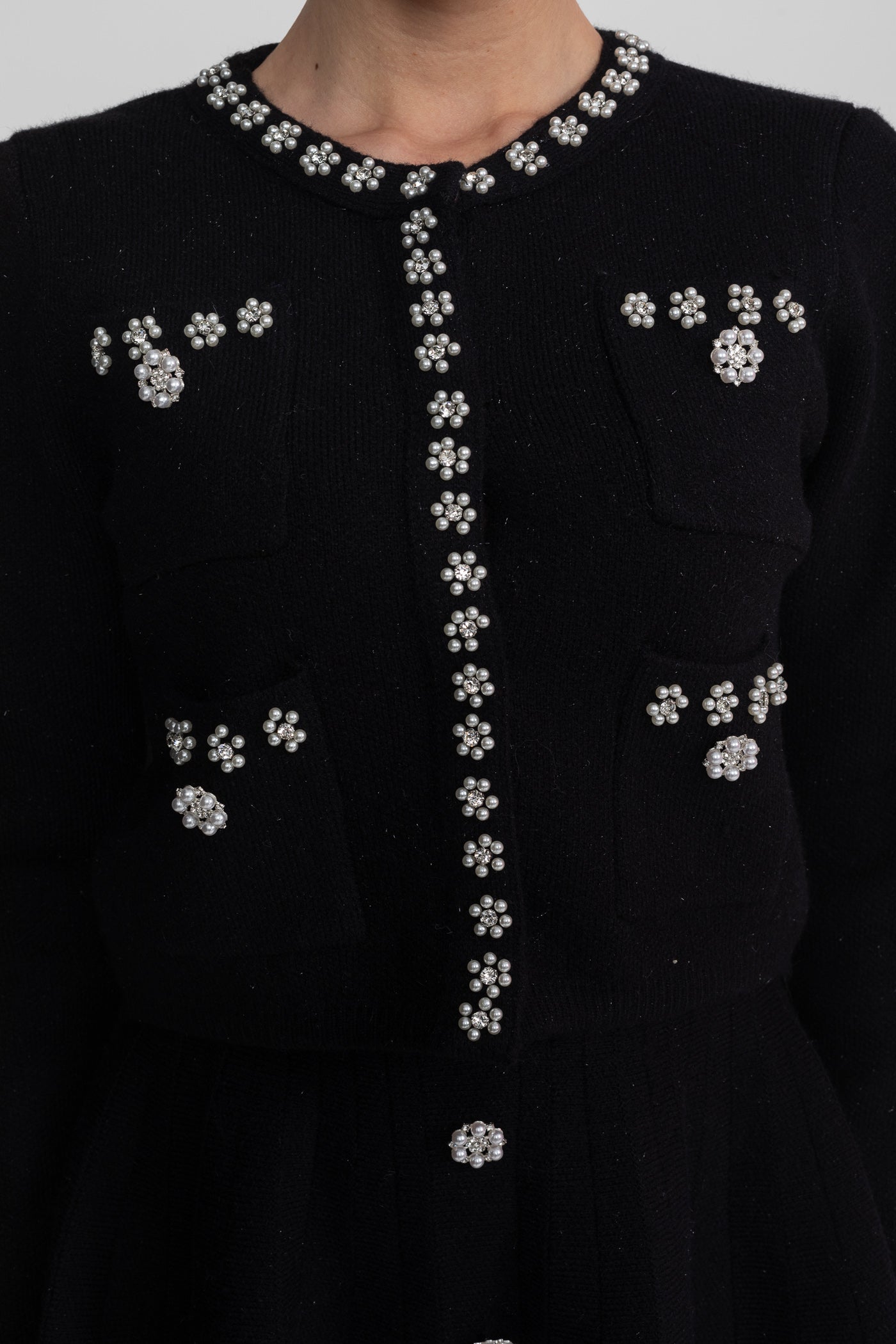 Knit Co-Ord Set With Long Sleeve Cardigan And Matching Mini Skirt - Black