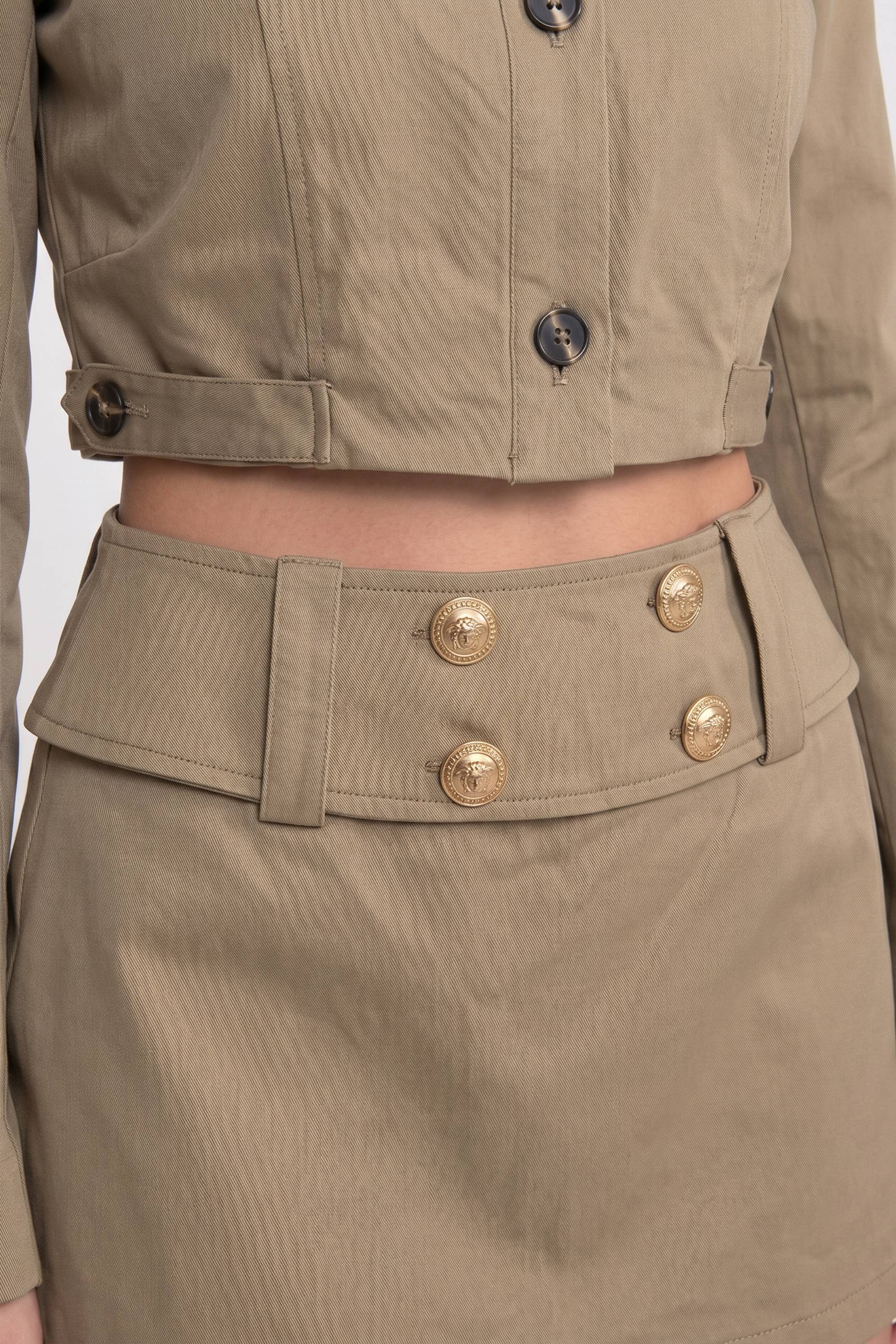 Ensemble coordonné veste courte croisée et mini-jupe - Khaki