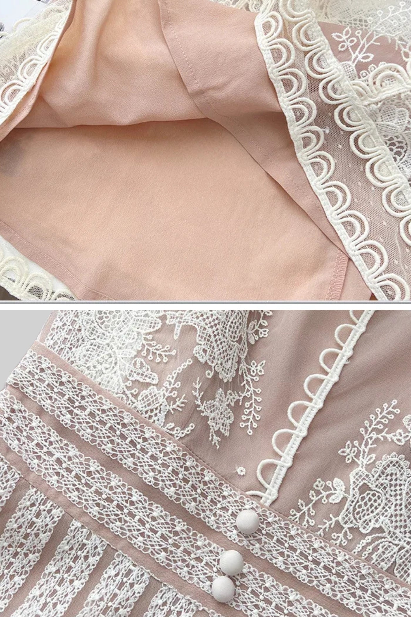 Cap Sleeve Mini Dress With Sheer Yoke And Pearl Button Detail - Ivoire