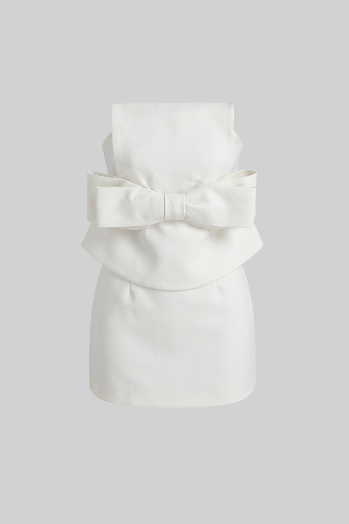 Robe Mini Bustier avec Nœud Oversize à la Taille et Surcouche Péplum - Blanc 