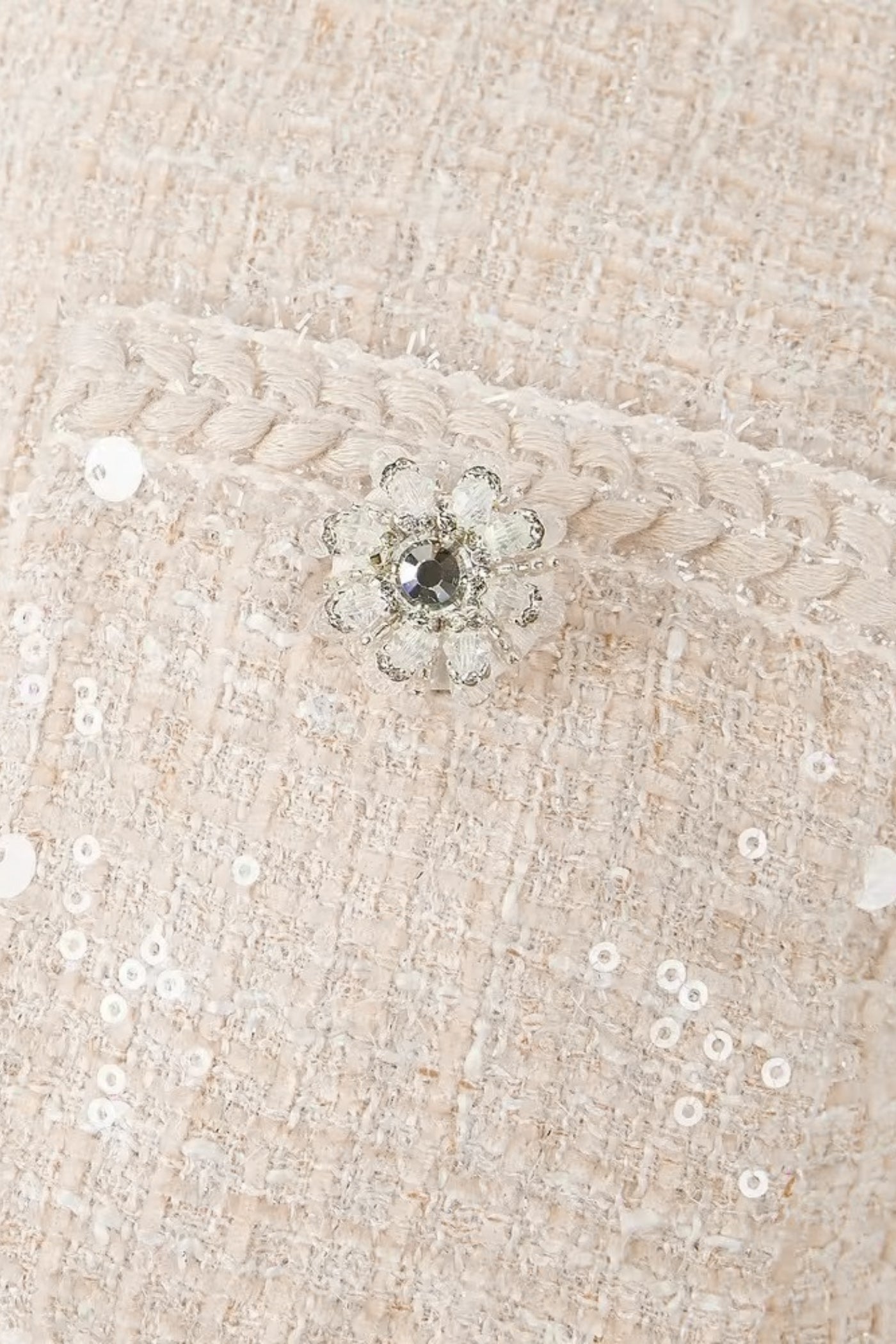 Ensemble texturé avec poches avant et jupe plissée transparente - Ivoire 