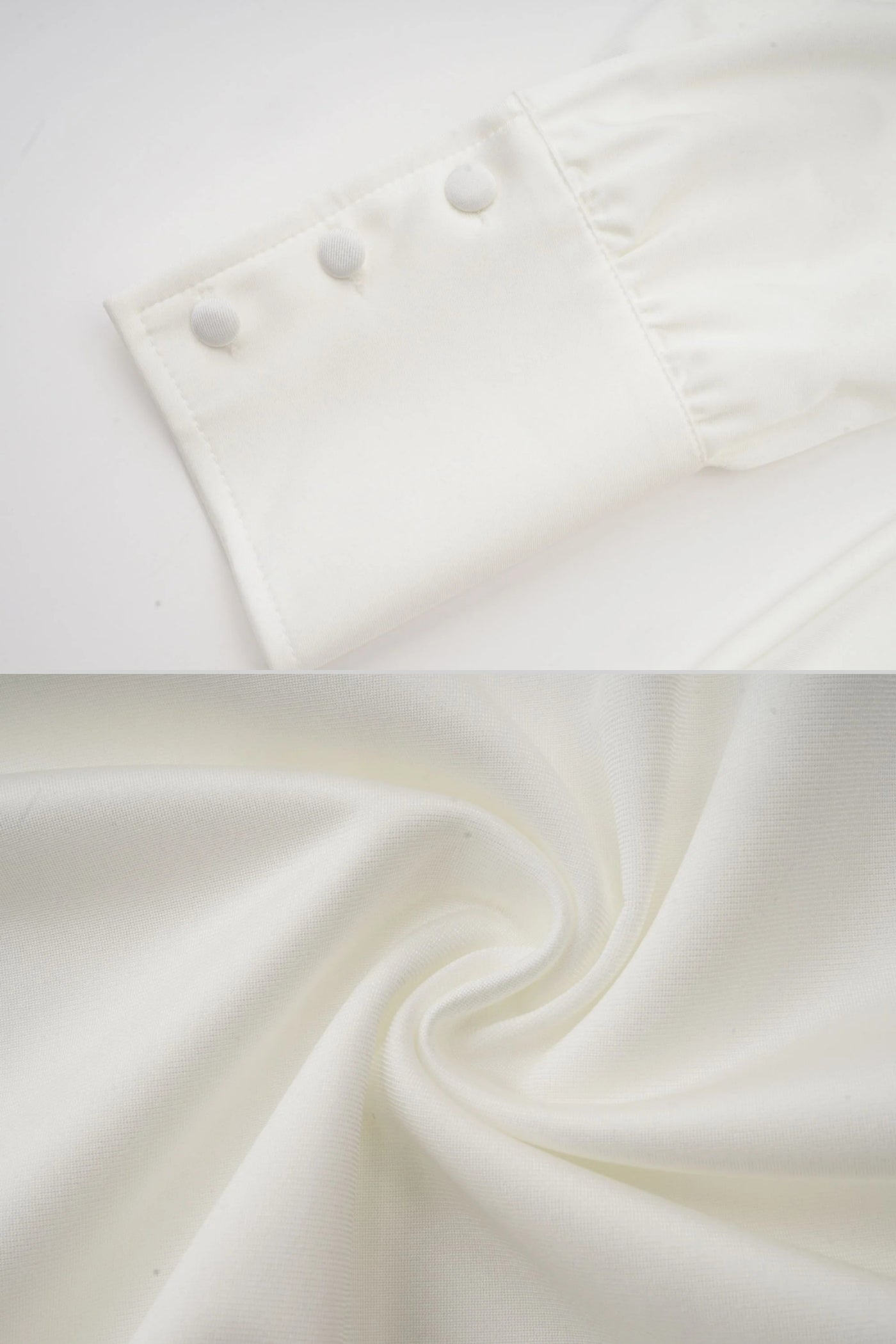 Robe élégante à col montant avec détails drapés et ornement rose sur le côté - Ivoire 