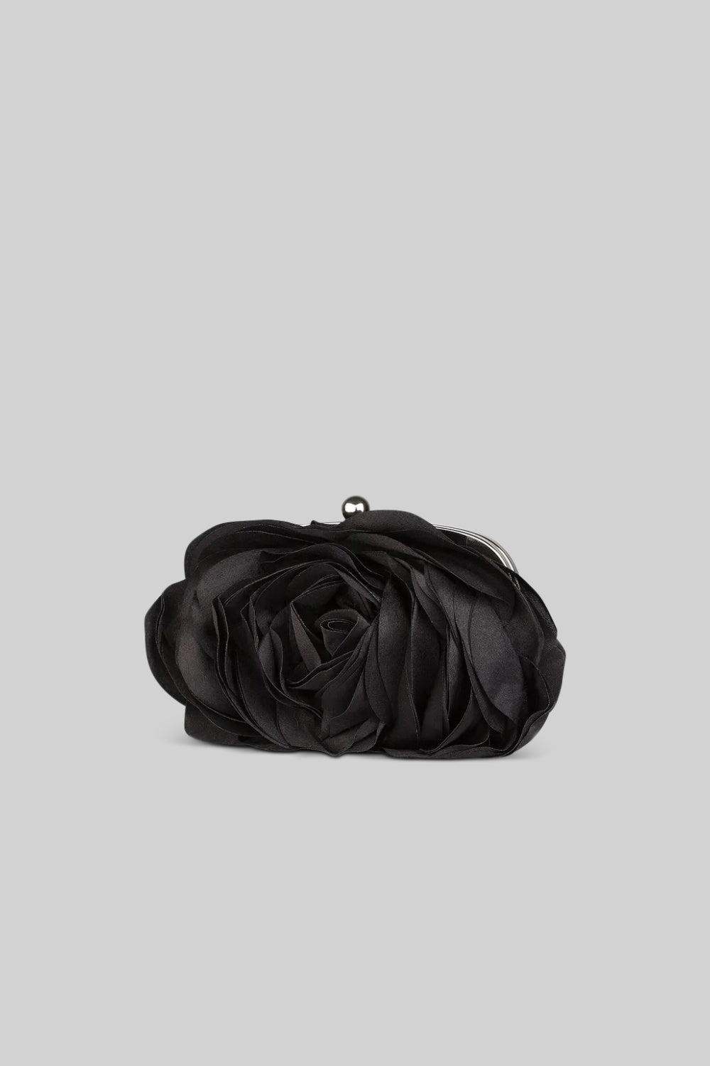 Pochette Fleur en Satin - Noir 