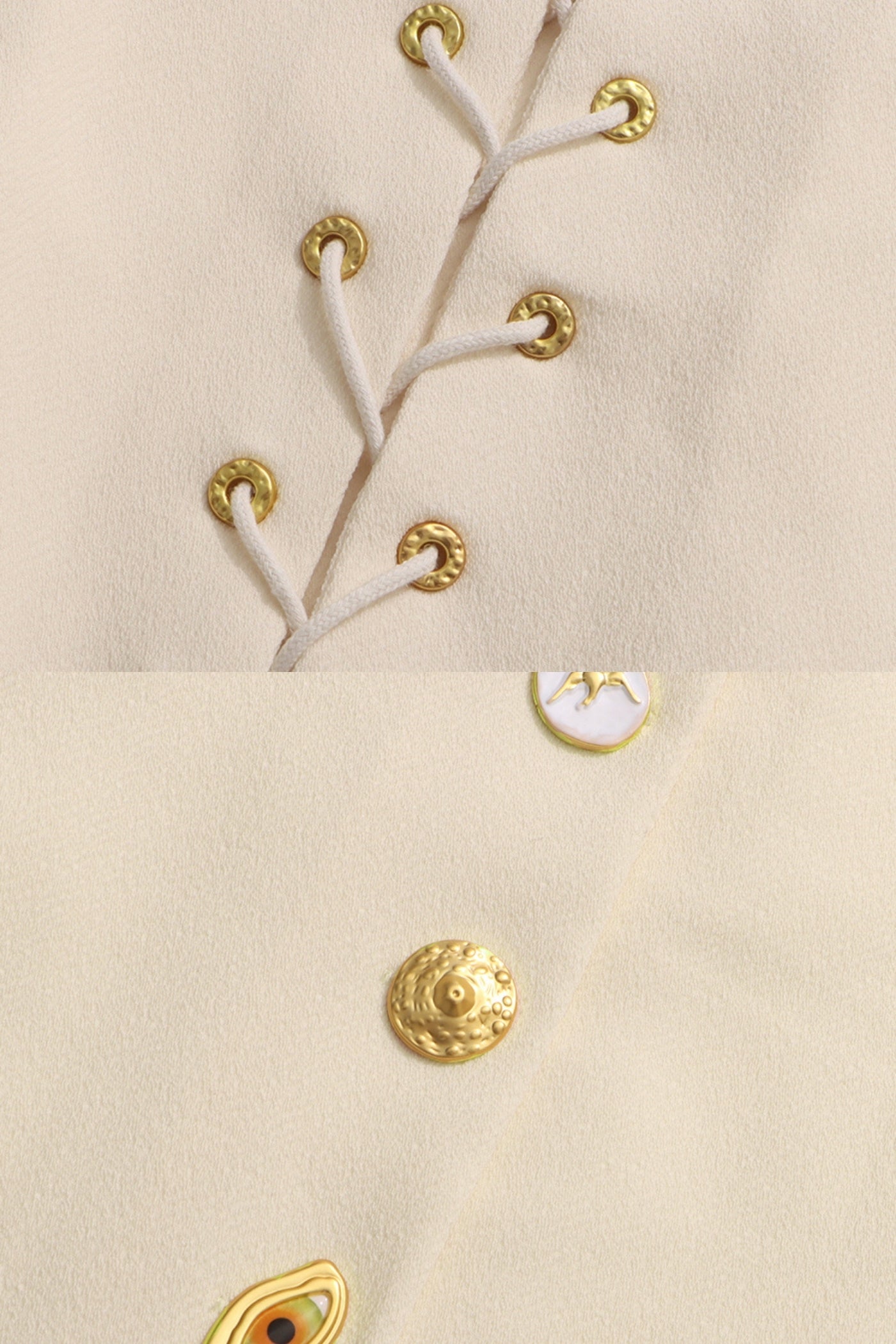 Ensemble coordonné avec boutons dorés remarquables - Blanc 