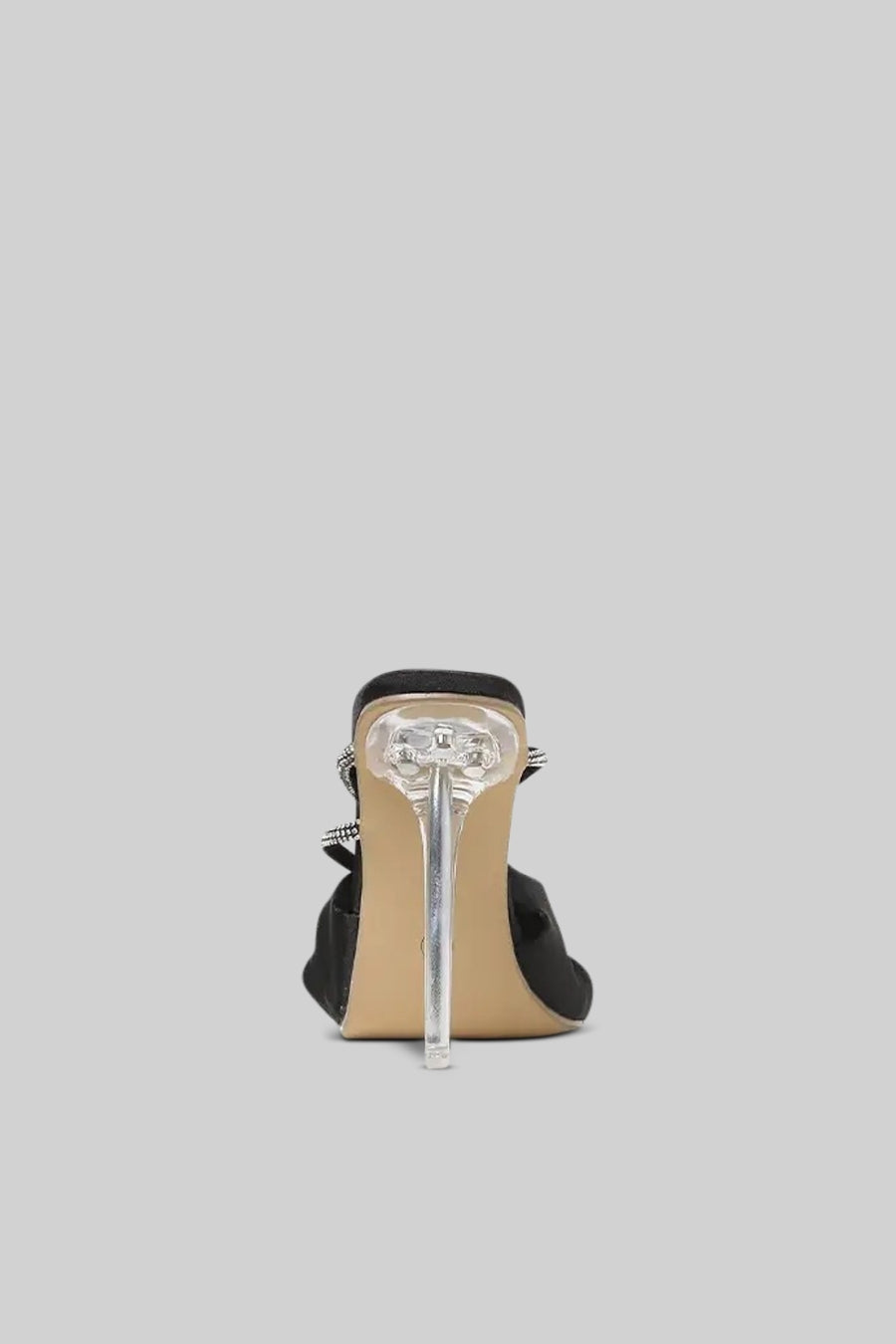 Sandales à talons hauts en satin ornées - Noir 