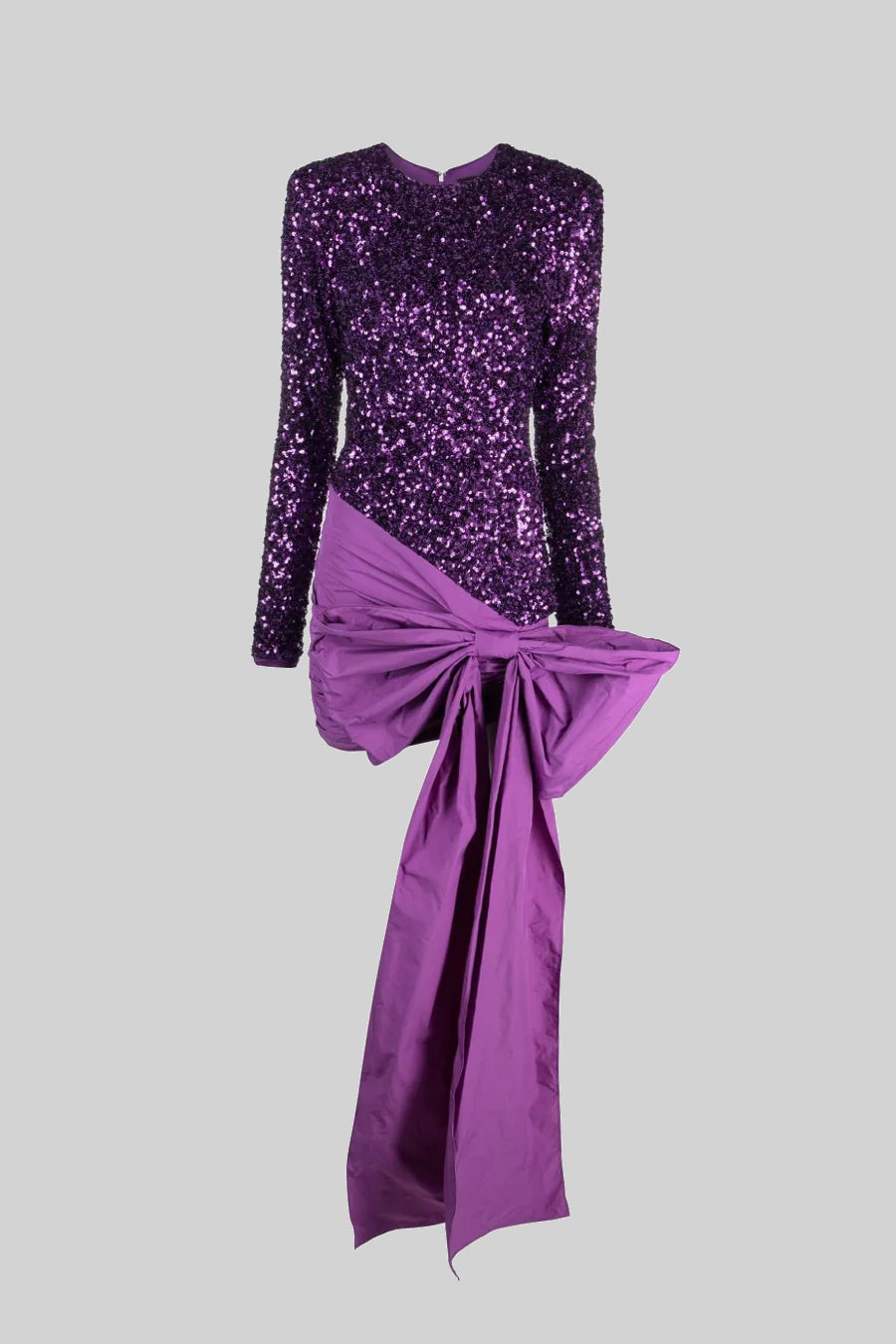 Robe élégante à paillettes avec nœud asymétrique - Violet 